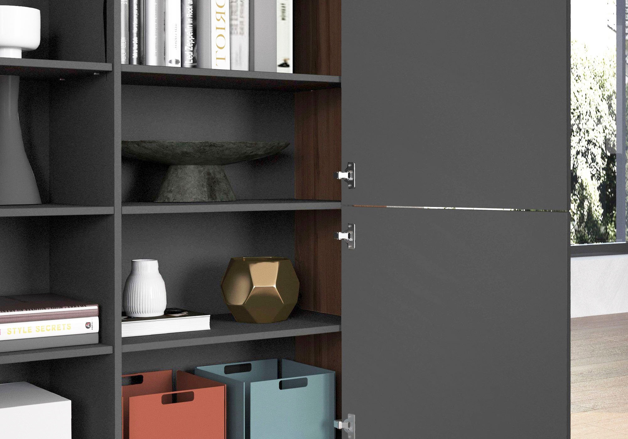 INOSIGN Highboard »CHRONOS Breite 140 cm mit 4 Türen und 8 Fächer 'Made in Italy'«, (1 St.), Hohes Sideboard, Kommode, Schrank, Grifflos mit Push to Open
