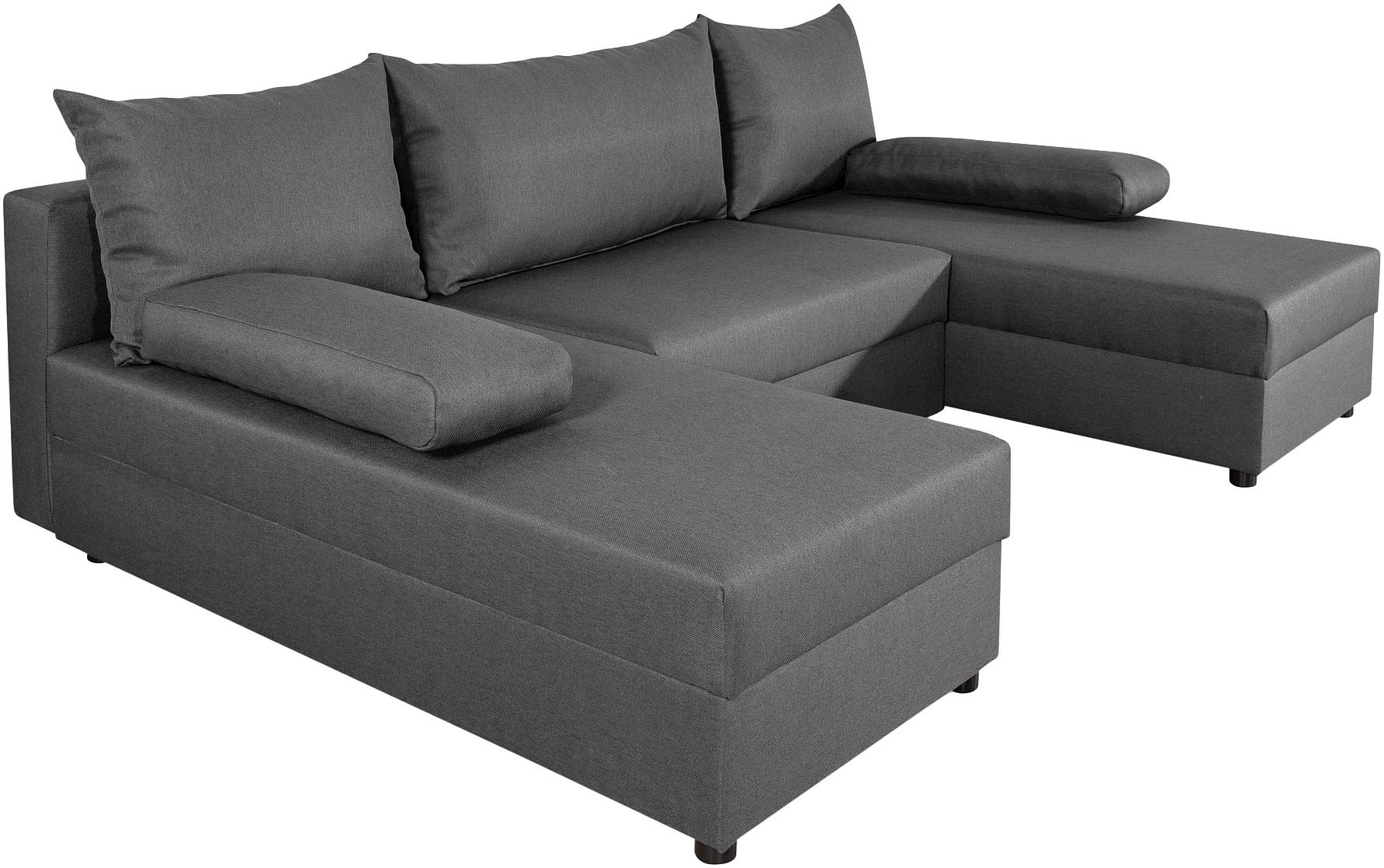 COLLECTION AB Wohnlandschaft »Pico U-Form, Breite 220, mit Schlaffunktion, Bettkasten & Zierkissen«, Wohnlandschaft,2 X Ottomane,Polyätherschaum Polsterung