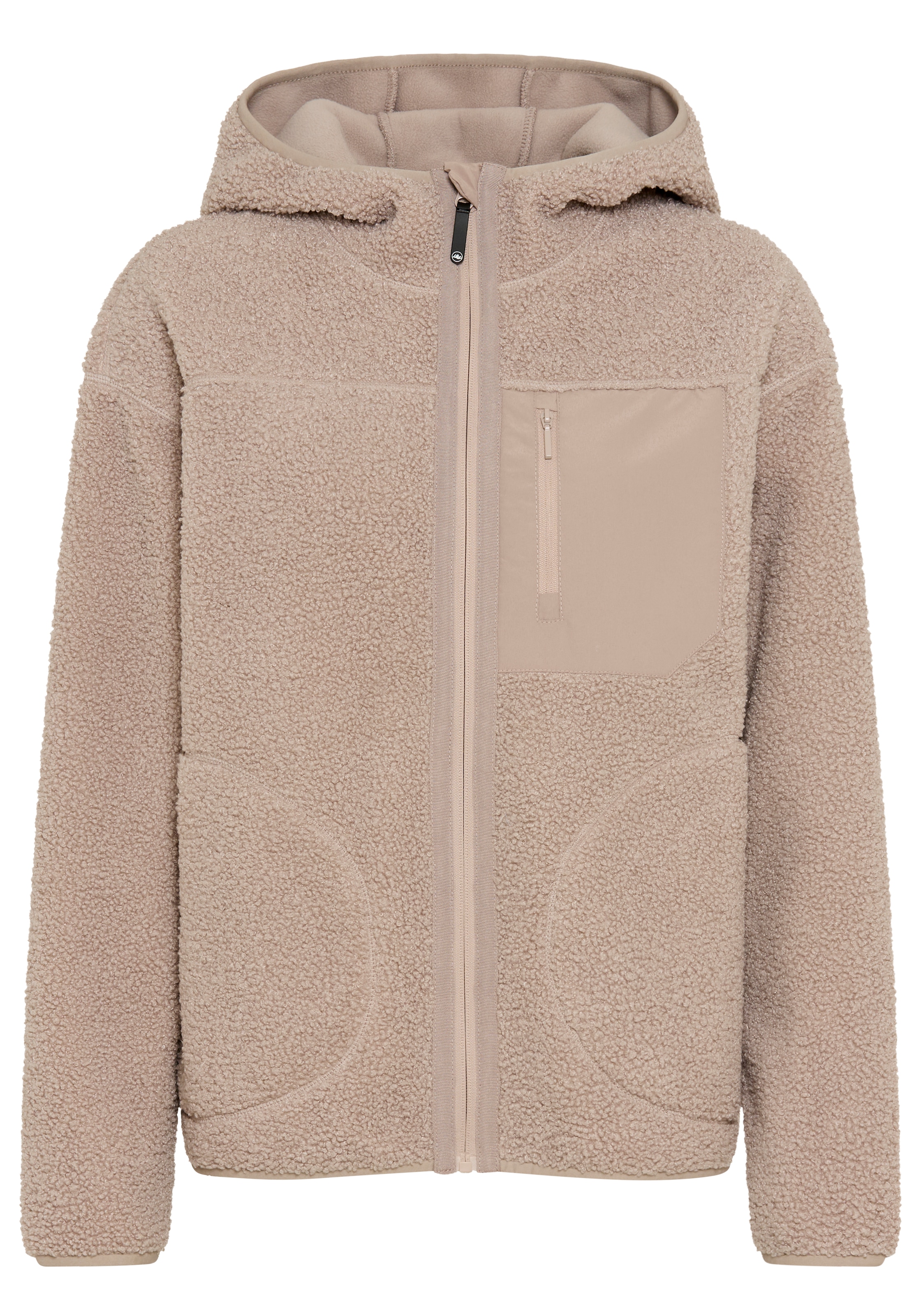 Polarino Fleecejacke mit Kapuze aus Teddy-Fleece, mit Kapuze und Brusttasche
