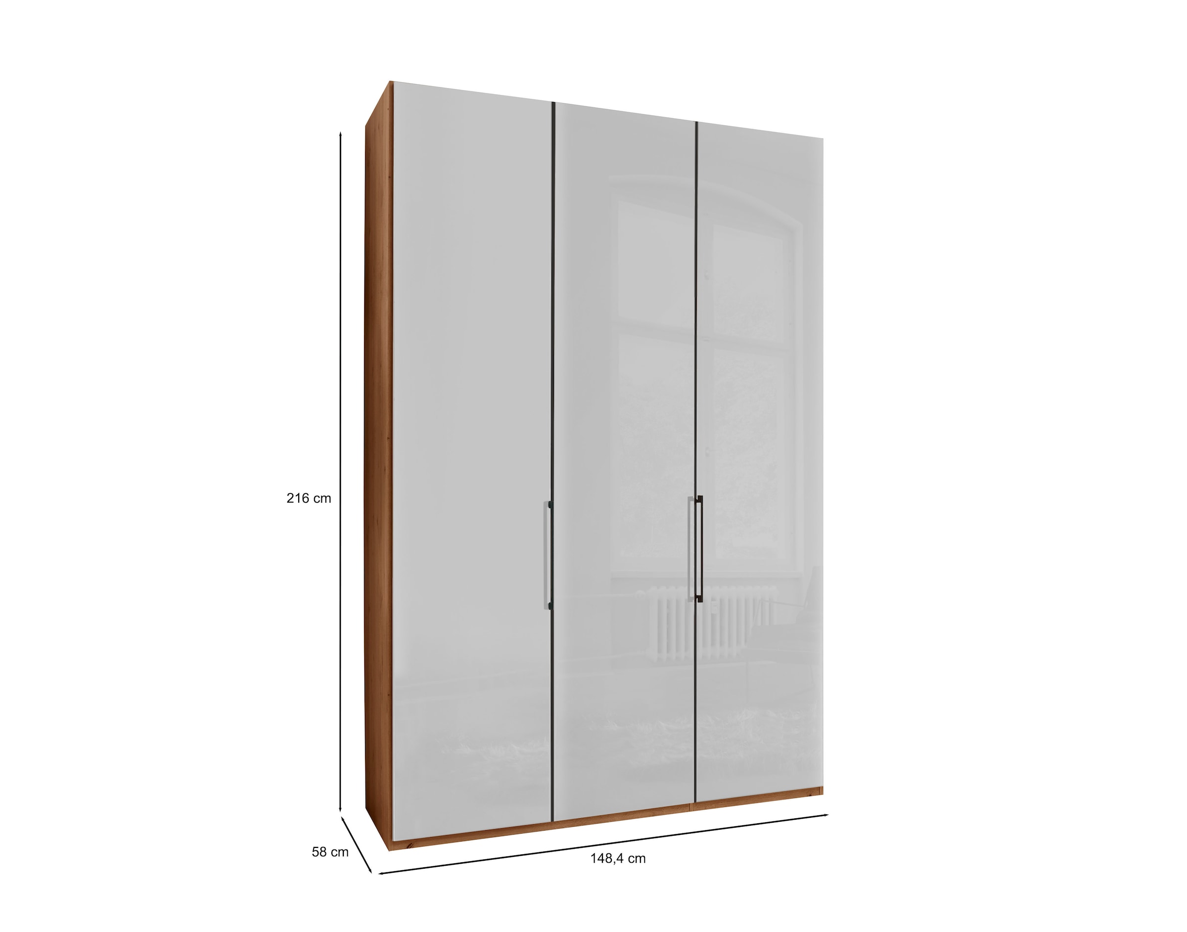 WIEMANN Kleiderschrank »Monaco, Made in Germany, edle Glasfront, in verschiedenen Farben,« hochwertige Beschlägen inkl. Dämpfung