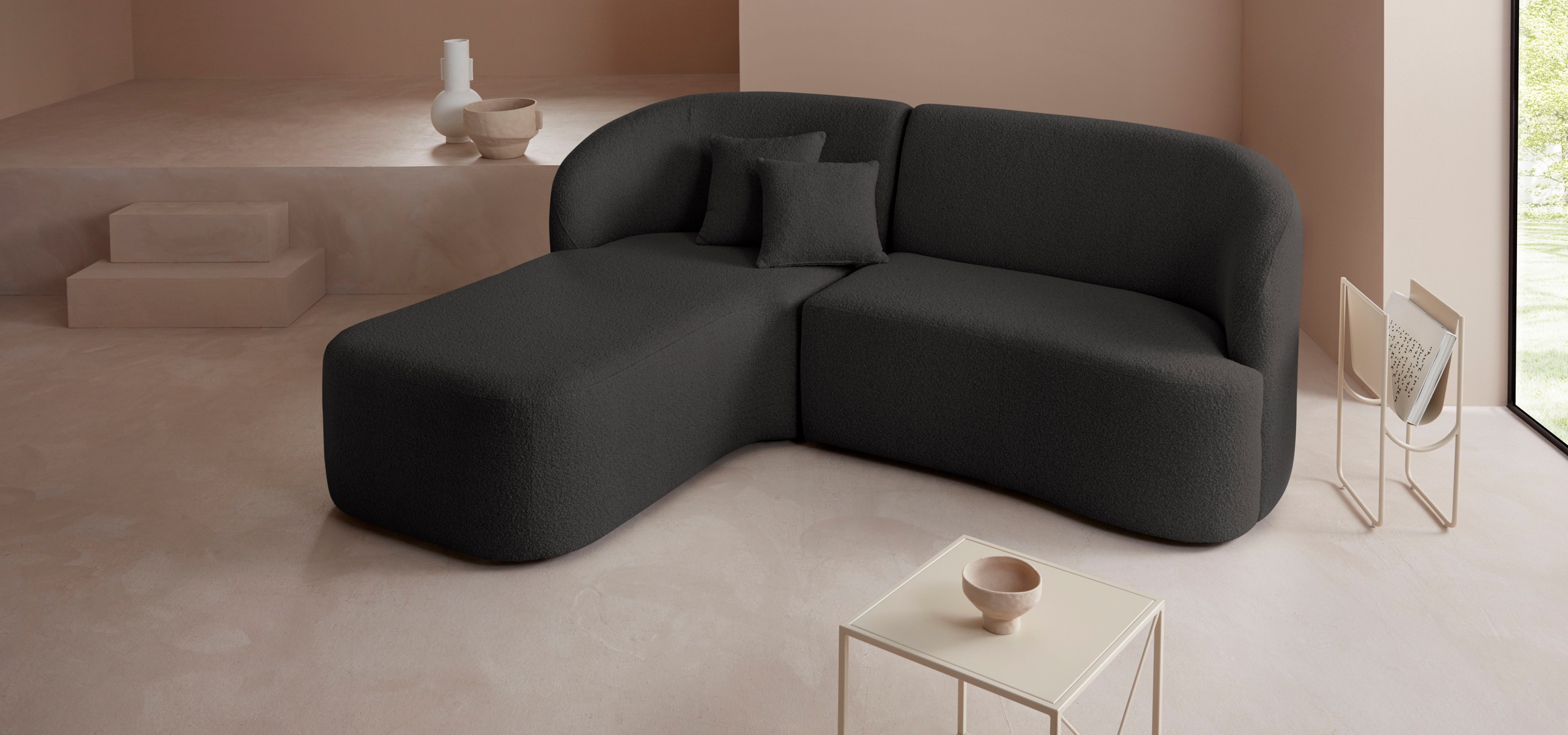 LeGer Home by Lena Gercke Ecksofa »Dilara L-Form«, gerundete Rückenlehne und Front, in 3 Bezugsqualitäten
