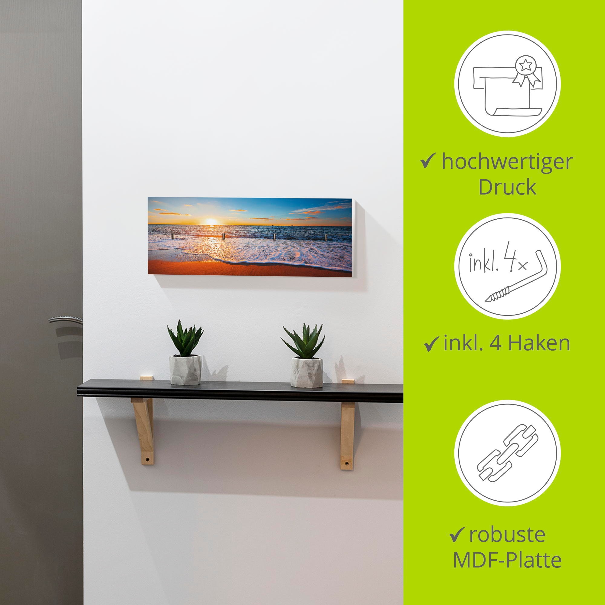 Artland Hakenleiste »Sonnenuntergang und das Meer«, MDF