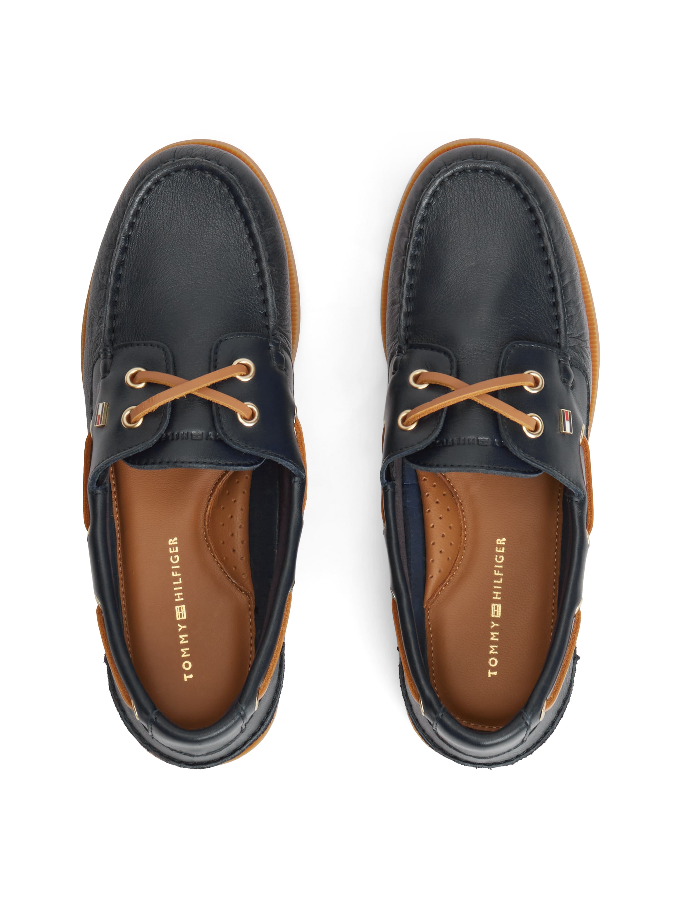 Tommy Hilfiger Bootsschuh »TH FLAG BOAT SHOE CORE LEATHER«  Schnürschuh, Sommerschuh mit modischen Durchzügen