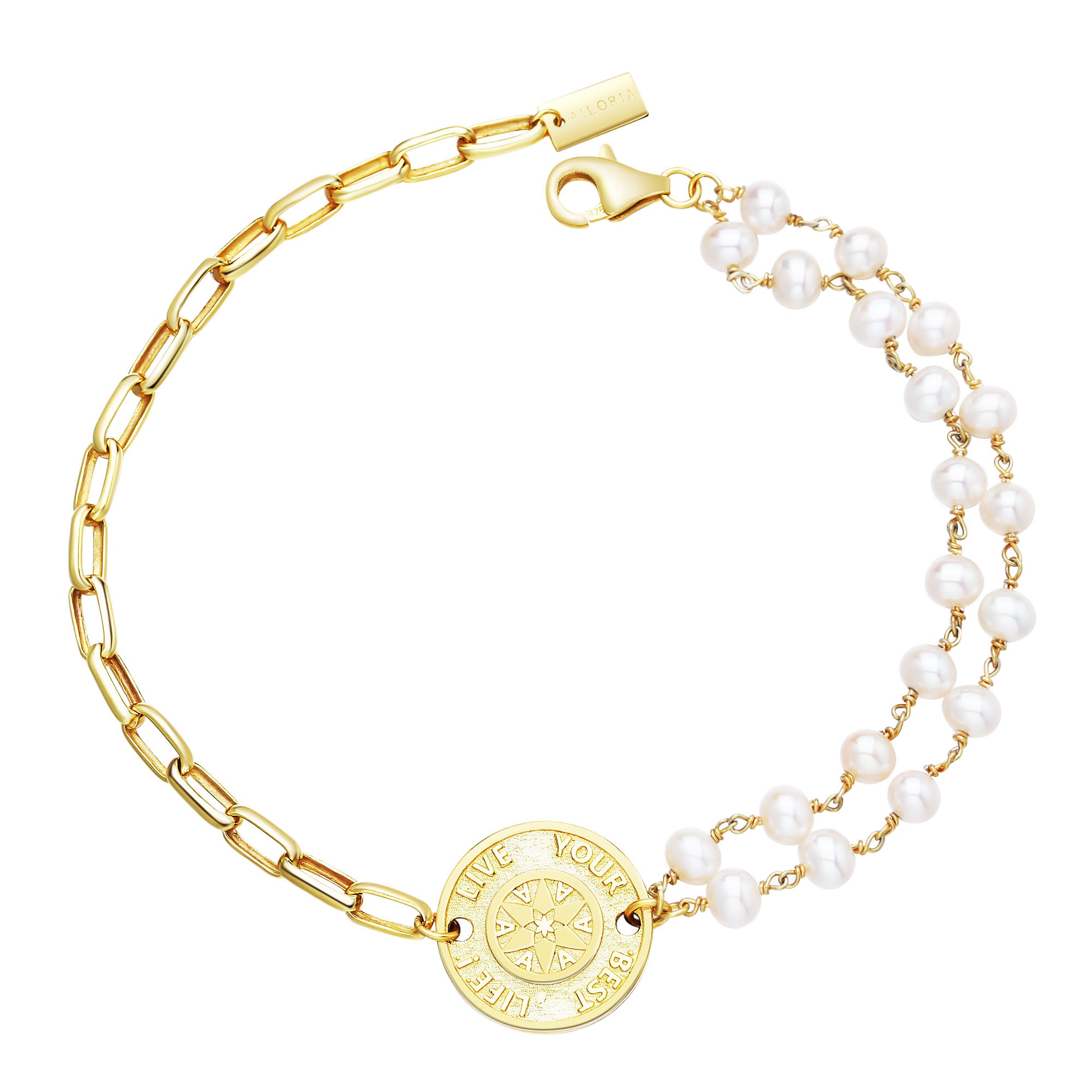 AILORIA Armband »Armband gold/weiße Perle SHIRUSHI«