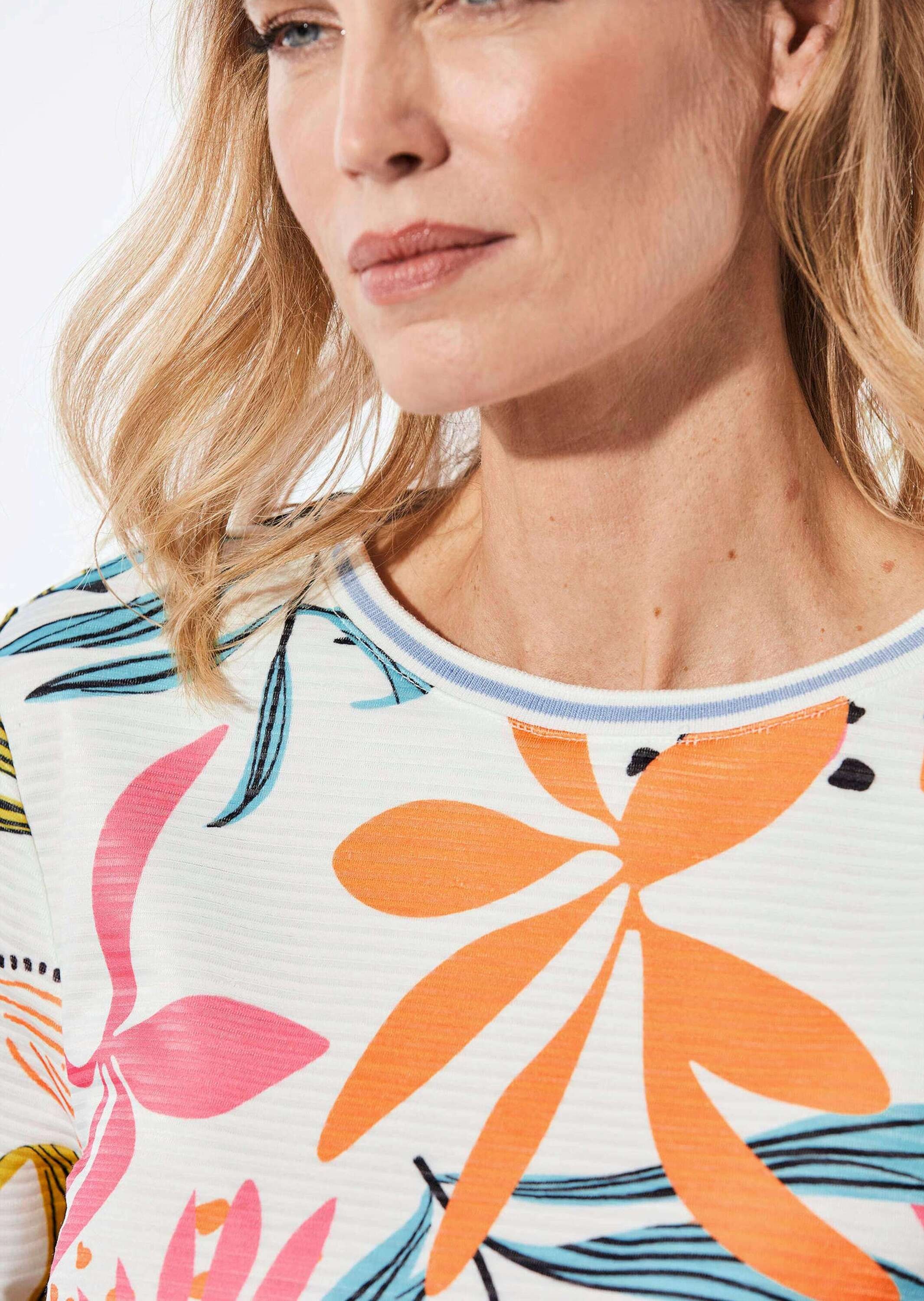 GOLDNER Print-Shirt »Kurzgröße Sweatshirt mit U-Boot-Ausschnitt«