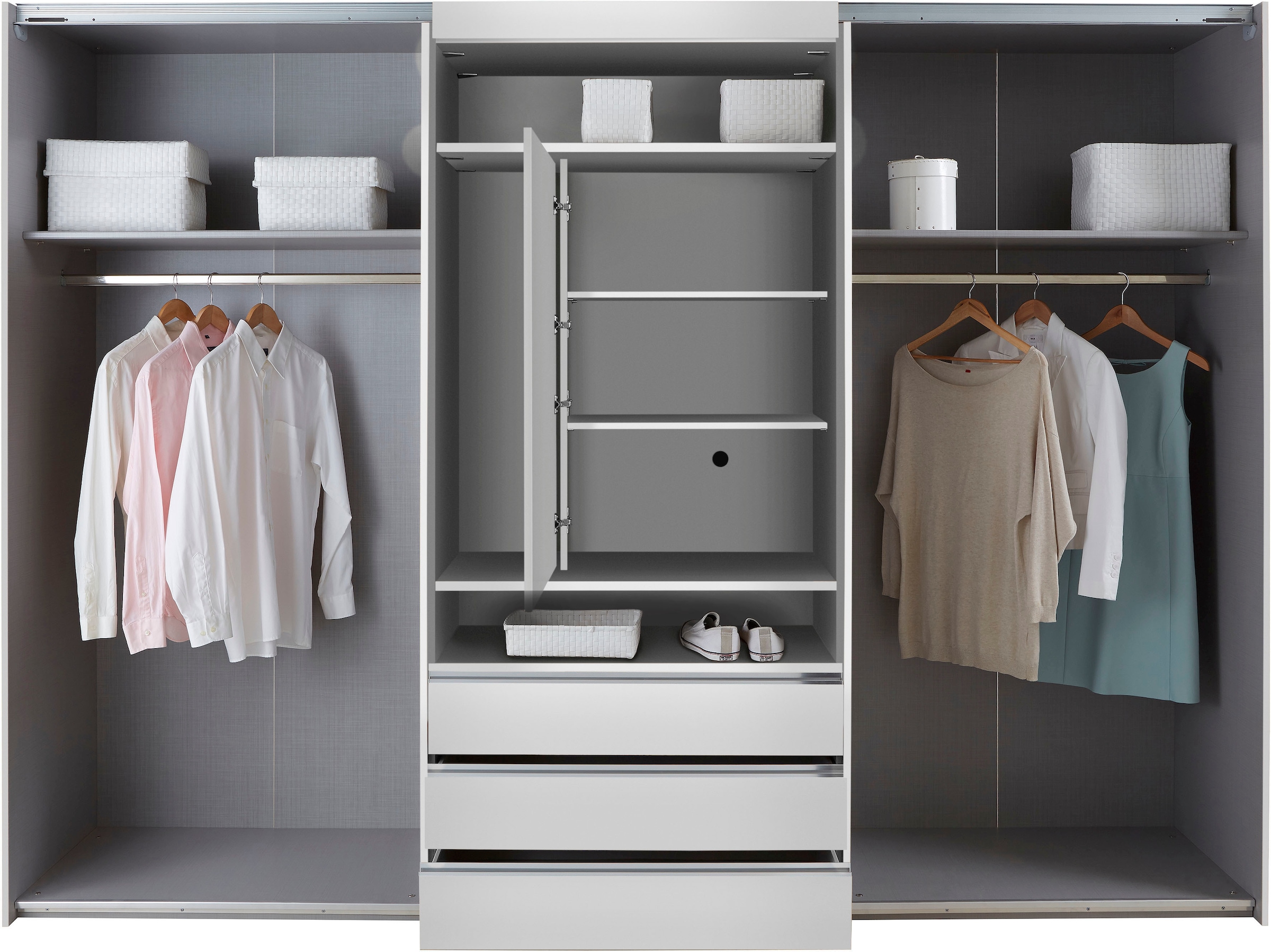 Wimex Schwebetürenschrank »Magic by fresh to go«, tolles EXTRA: mit drehbarem TV-Element, Fronten aus Glas