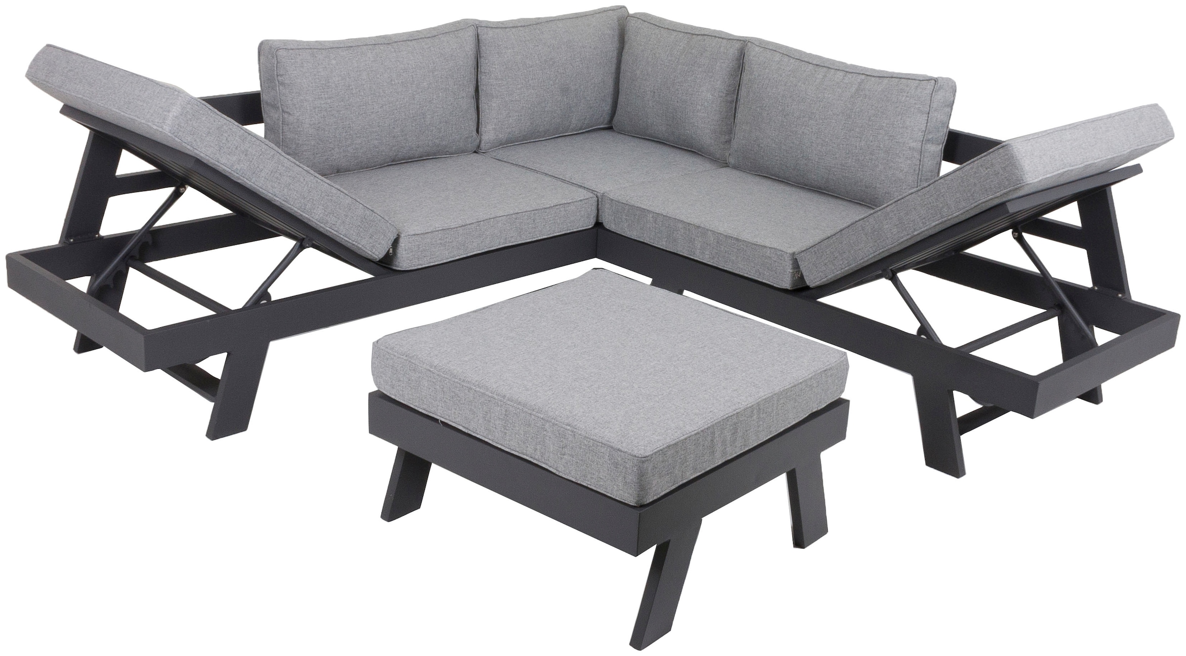 Garden Pleasure Gartenlounge-Set »DONNA«, (1x Eckbank, 1 Tisch/Hocker), inkl. Auflagen