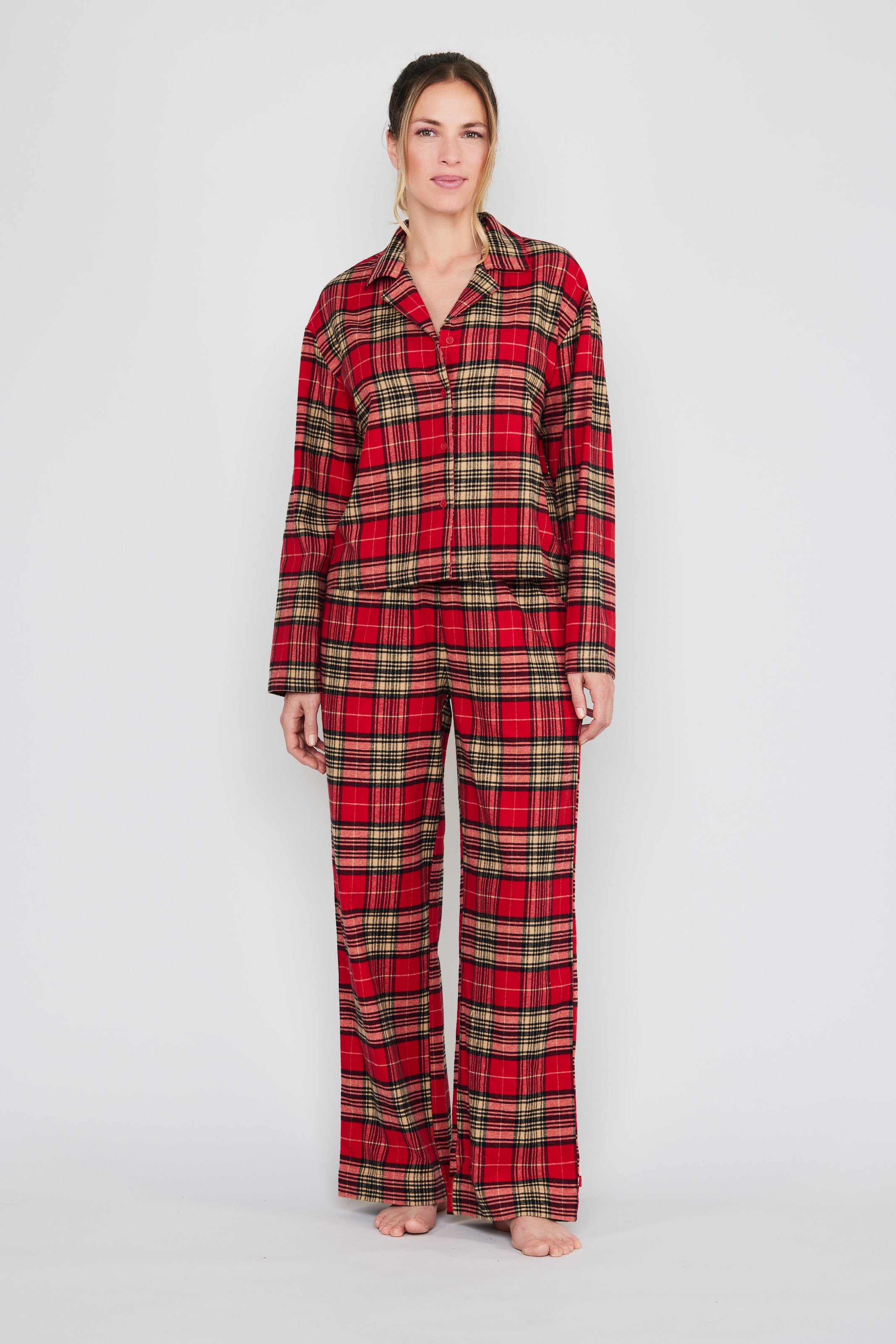 JOOP! Jeans Pyjamaoberteil »After Dark (JOOP! Jeans)« Karo-Design, Knöpfe, Langarm, Fleece-Qualität