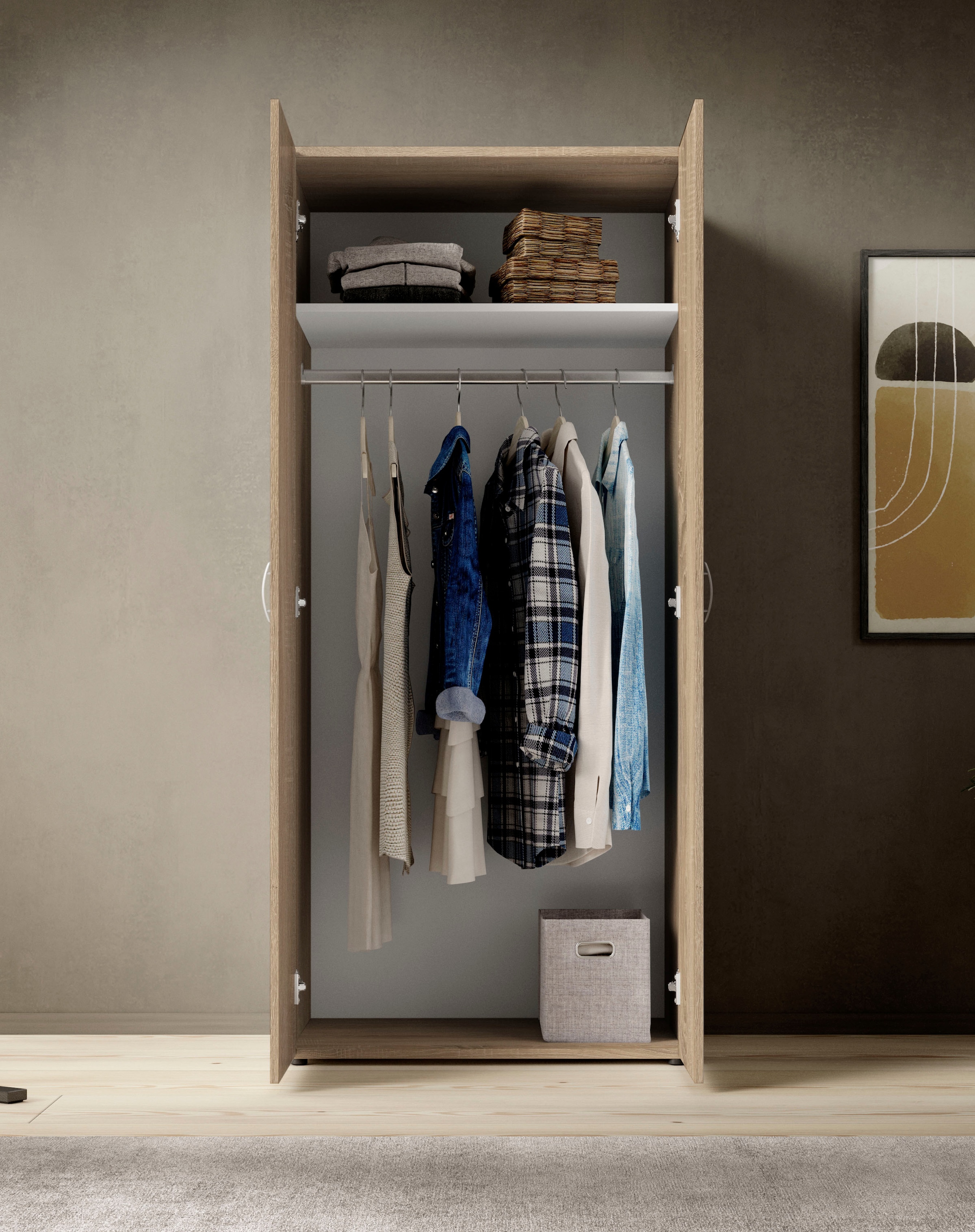 Schlafkontor Drehtürenschrank »Base Kleiderschrank Garderobe Hochschrank Wäscheschrank«, Bega Schrank Schlafzimmer Bestseller in 3 Breiten und 2 Farben