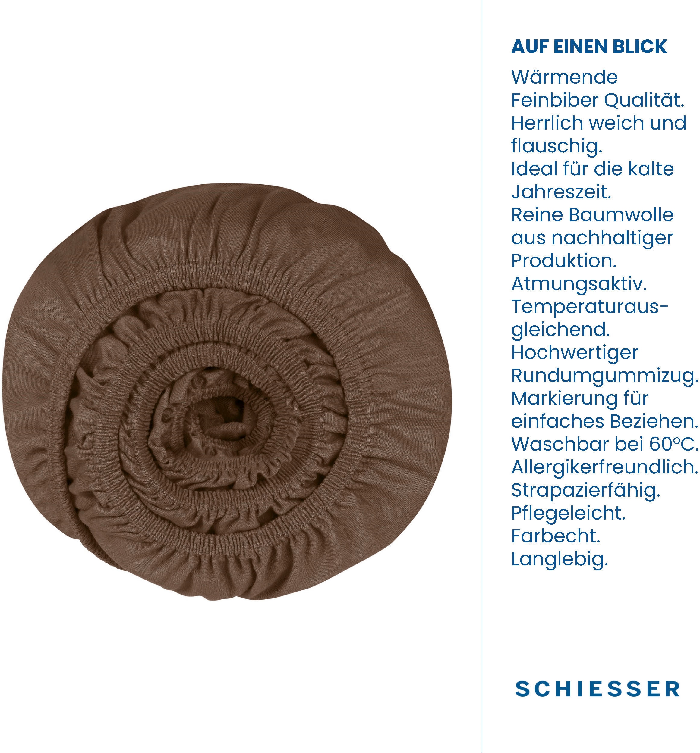 Schiesser Spannbettlaken »Finni aus wärmender Baumwolle«, für Matratzen bis zu 18 cm Höhe, Made in Green