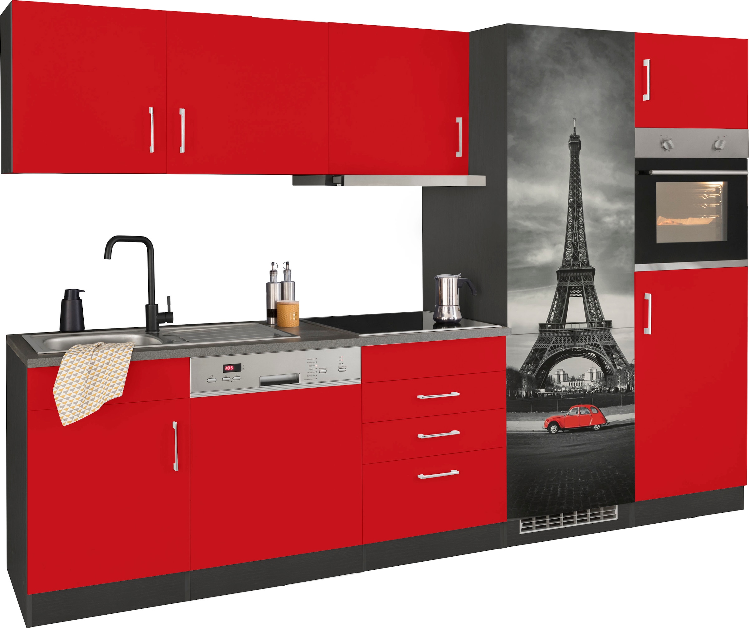 KOCHSTATION Küchenzeile »KS-Paris«, mit E-Geräten, Breite 290 cm