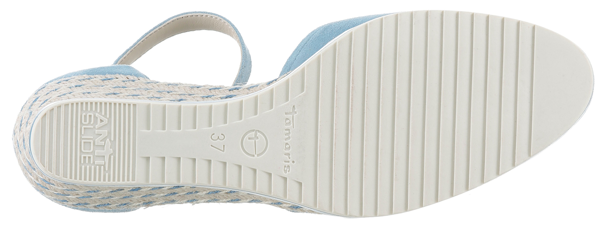 Tamaris Keilpumps, Keilabsatz, Schlupfschuh, Riemchensandale mit modischem Jute-Besatz