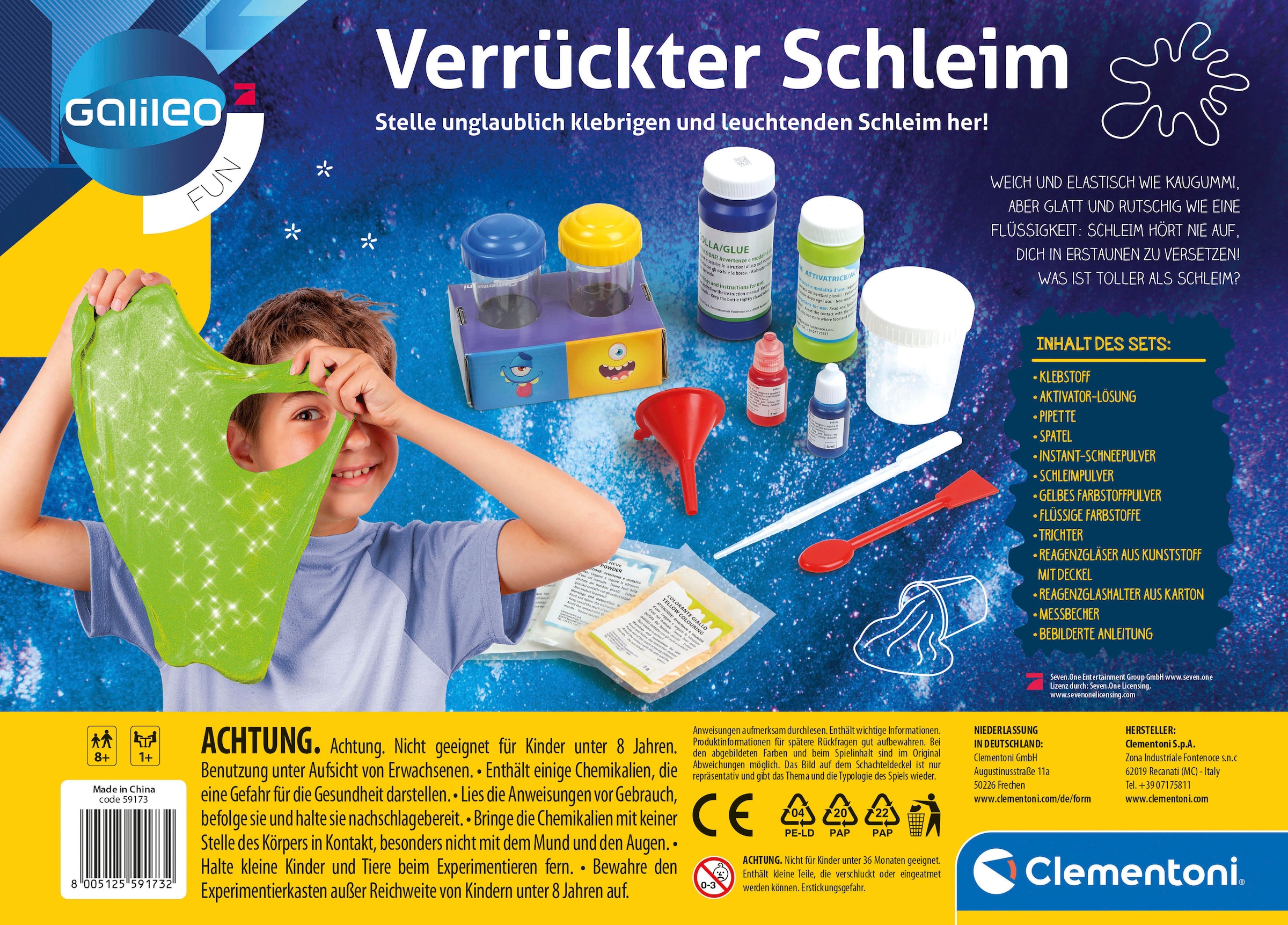 Clementoni® Experimentierkasten »Galileo, Verrückter Schleim«, Made in Europe