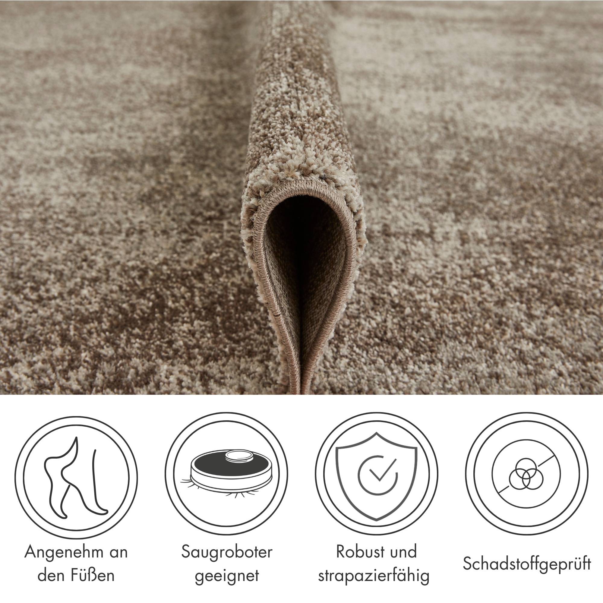 Andiamo Teppich »Luna«, rund, 7 mm Höhe, Kurzflor, modernes Design, ideal im Wohnzimmer & Schlafzimmer