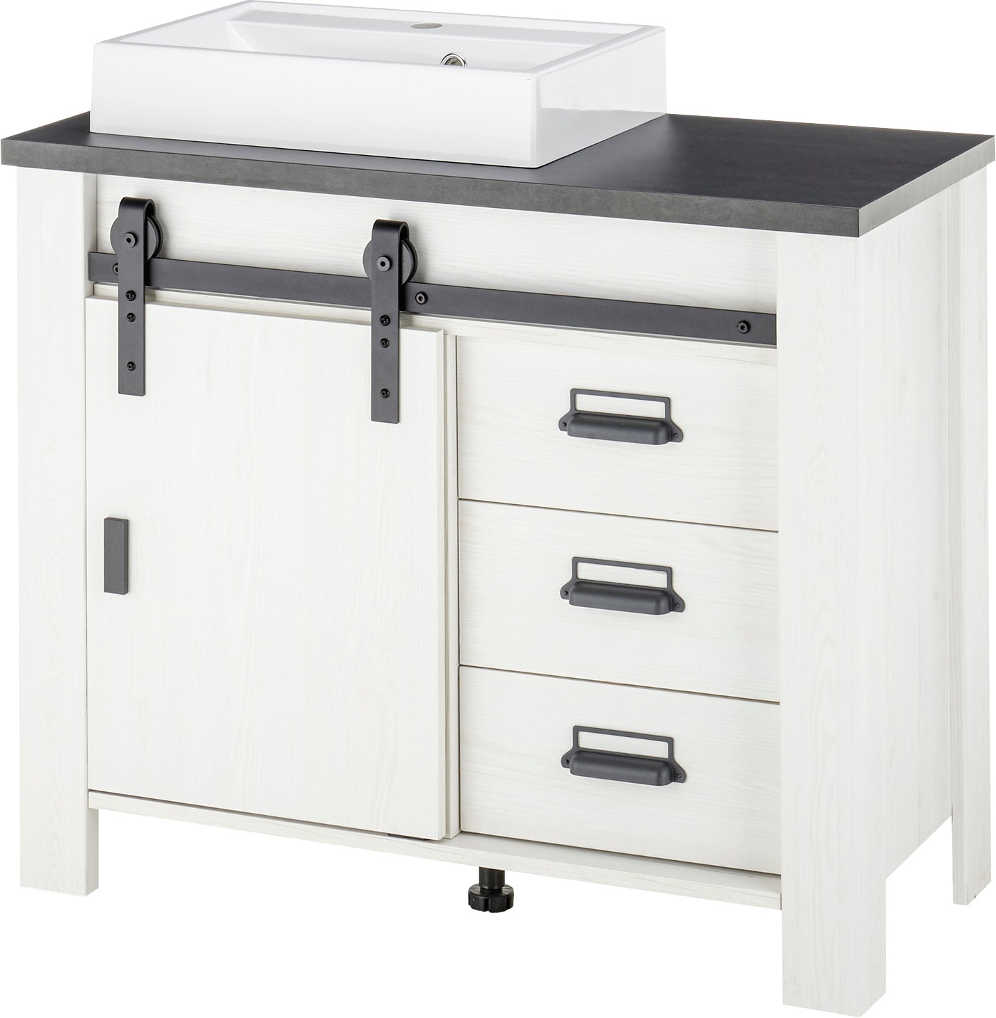 Home affaire Waschtisch »SHERWOOD«, Holz, Scheunentorbeschlag und Apothekergriffe aus Metall, Höhe 91 cm