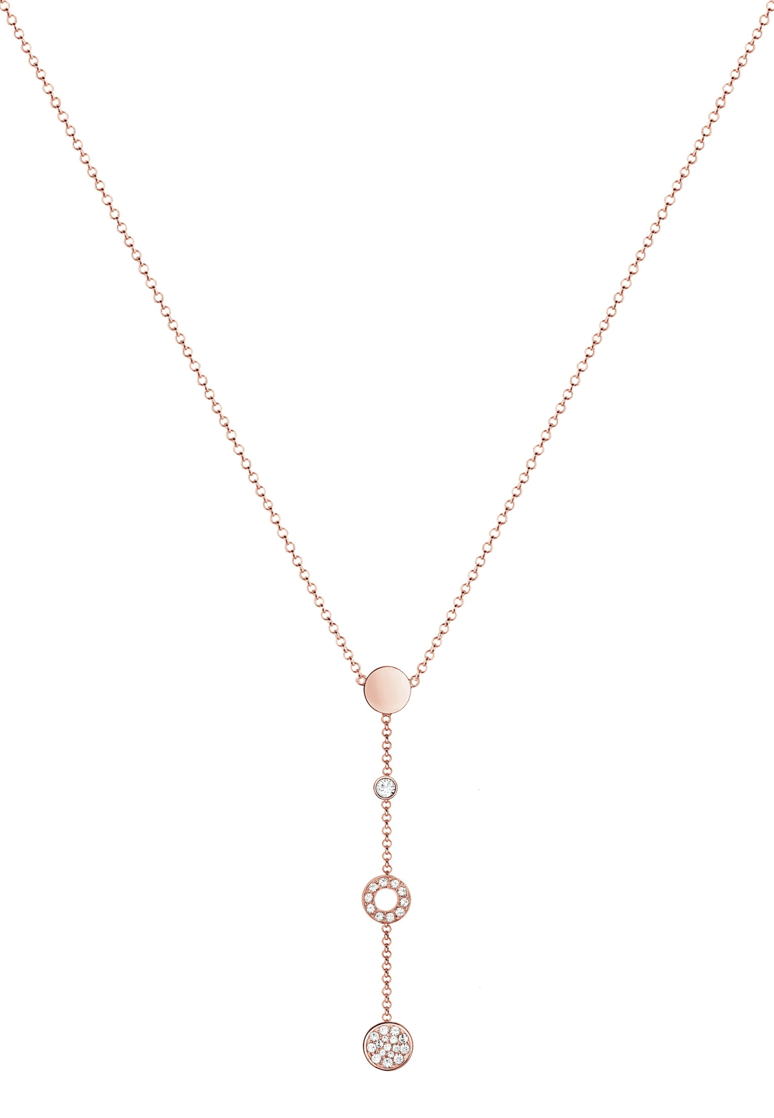 Elli Silberkette »Halskette Kreis Glas Kristalle Weiß 925 Sterling Silber«