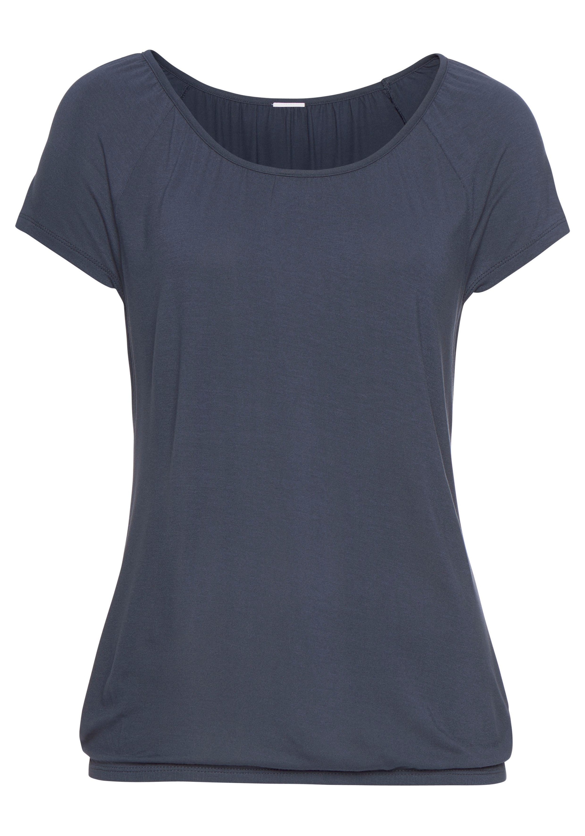 LASCANA Kurzarmshirt, (2er-Pack), mit leicht gerafftem Rundhalsausschnitt