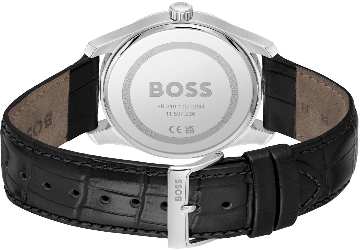 BOSS Quarzuhr »PRINCIPLE«, Herrenuhr, Armbanduhr, Datum, Lederarmband