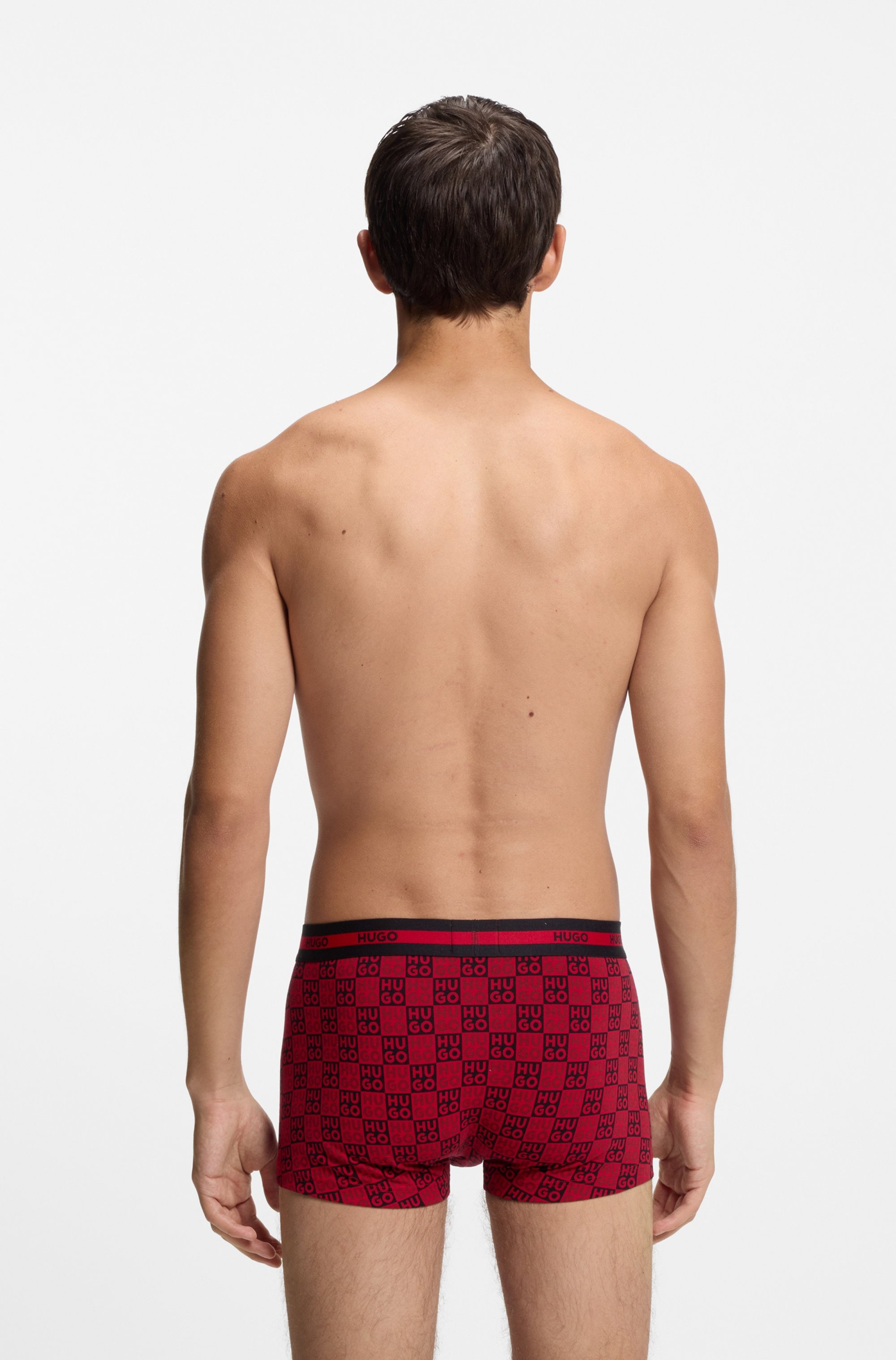 HUGO Underwear Trunk Packung, 3 Stk. aus Stretch-Baumwolle mit Logo am Bund, körpernah,