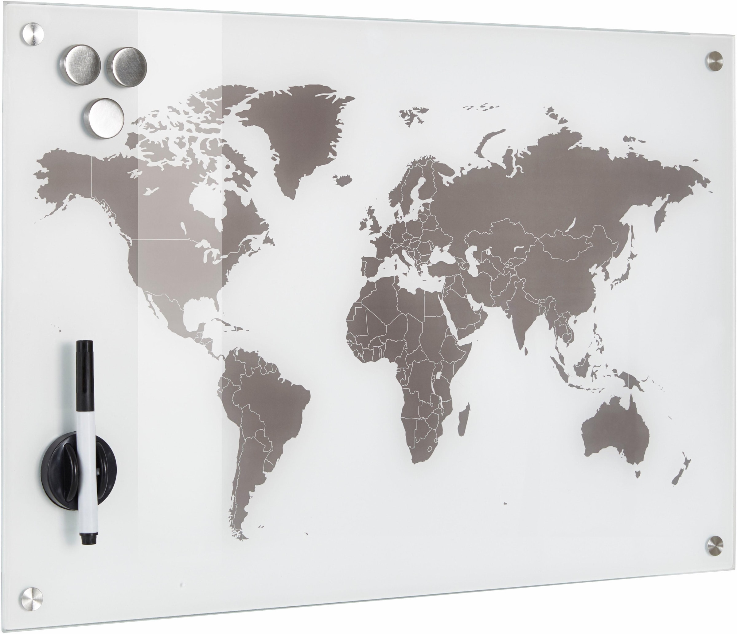 Zeller Present Pinnwand »Worldmap«, Glas 60x40 auf Rechnung kaufen