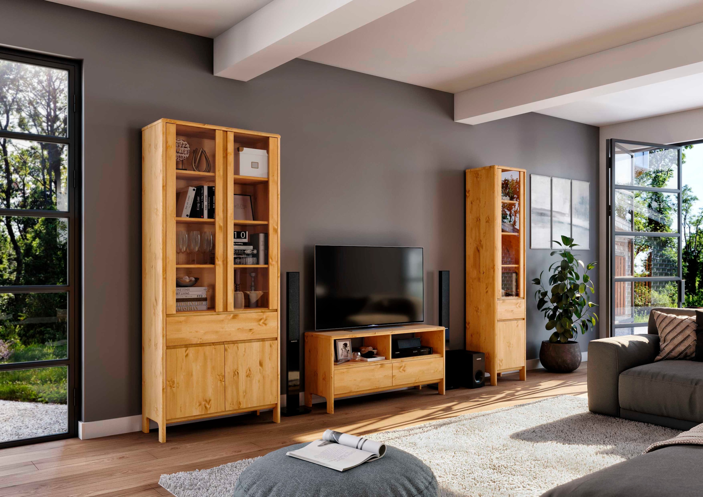 Home affaire TV-Schrank »Luven«, Breite 114 cm, Massivholz, 2 Schublade und  2 offenen Fächer auf Raten kaufen