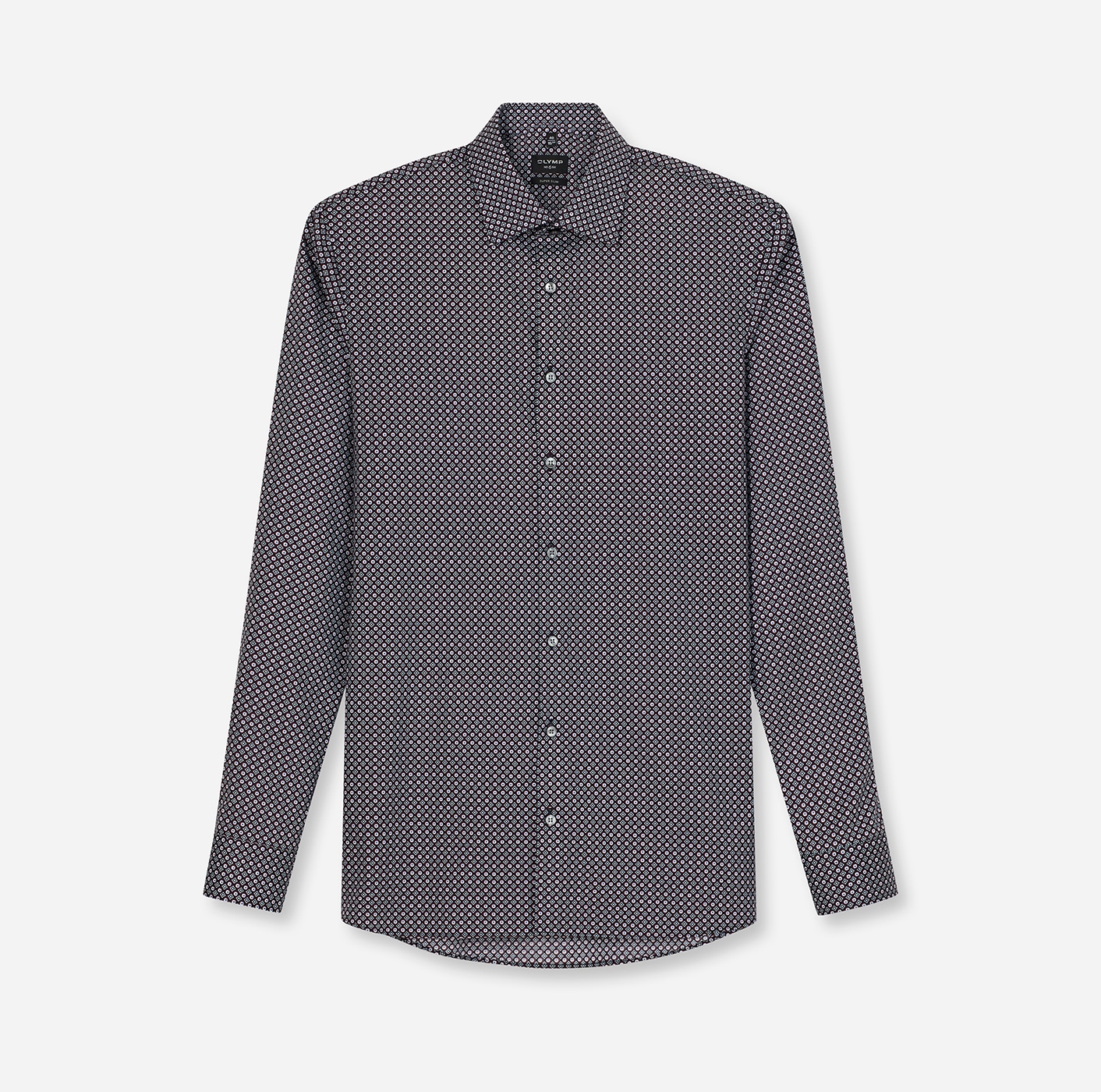 OLYMP Langarmhemd »No 6 six« super slim, gemustert, Businesshemd, Modern Kentkragen