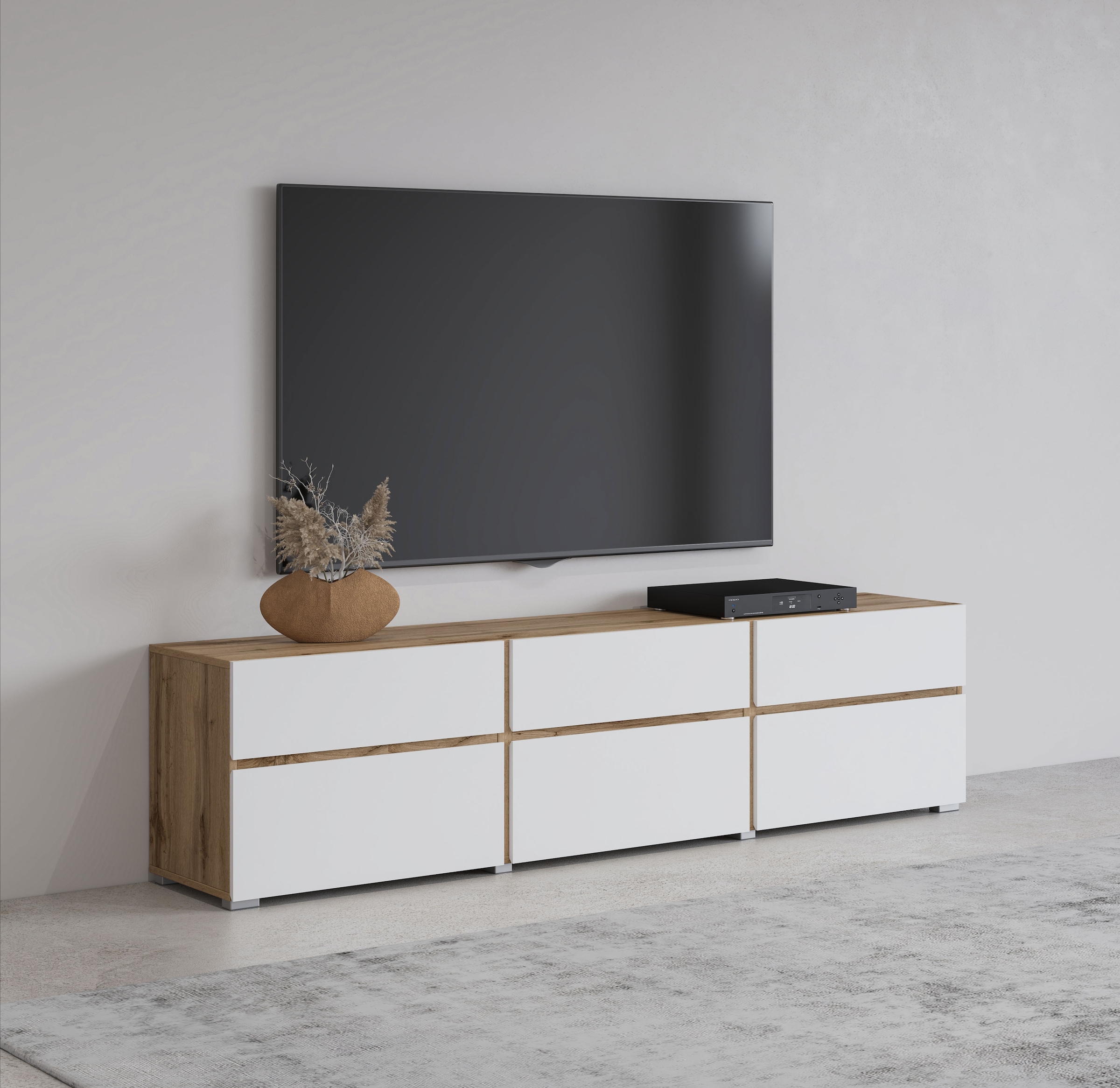 INOSIGN Lowboard »Cross, moderne grifflose TV-Kommode,3 Klappen/3 Schubkästen«, Breite 180 cm, TV-Schrank mit viel Stauraum, TV-Board