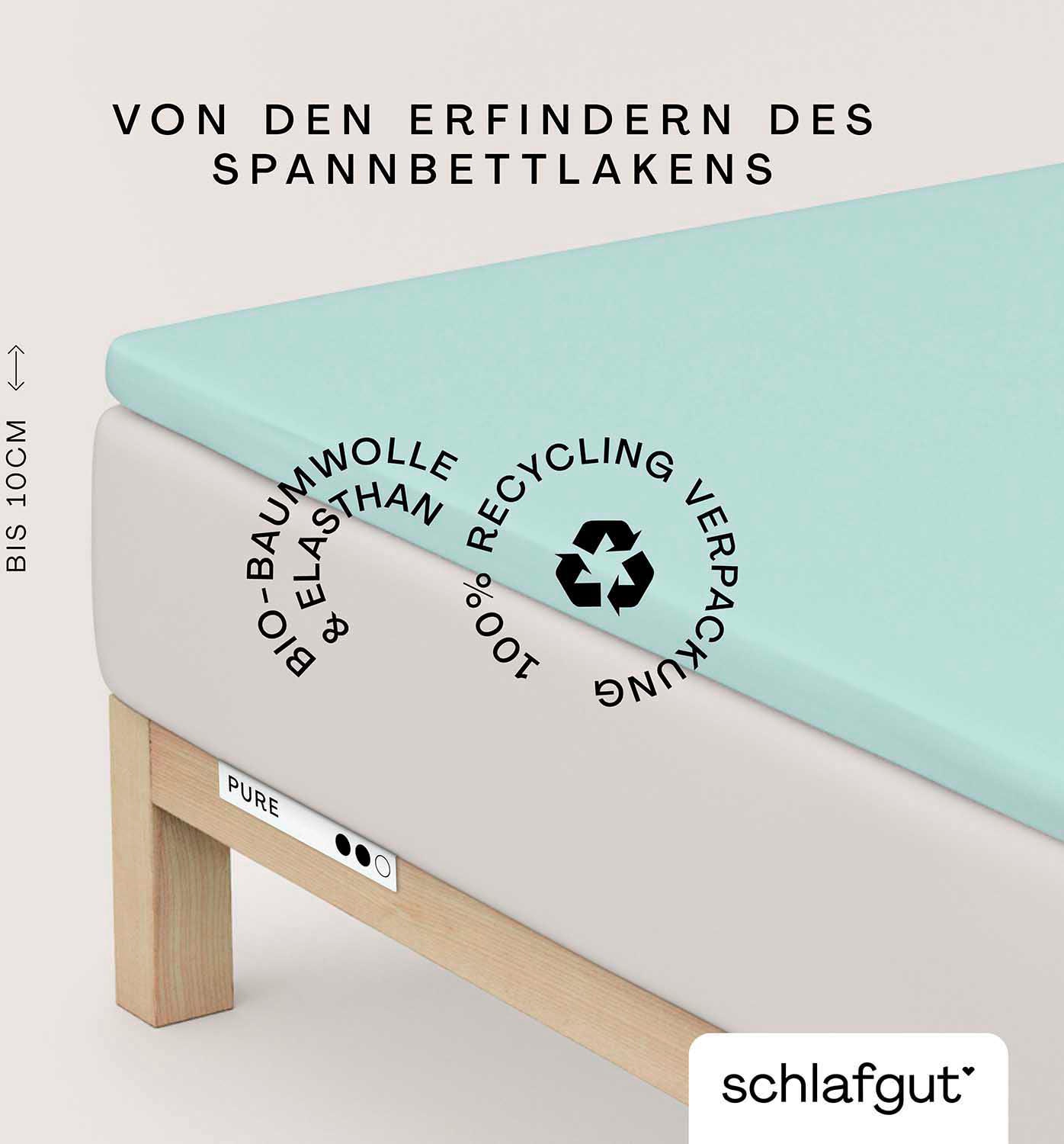 Schlafgut Spannbettlaken »PURE TOPPER in Gr. 90x200, 140x200 oder 180x200 cm, Laken für Topper« aus 95% Bio-Baumwolle 5% Elasthan, für Matratzen bis 10 cm Höhe