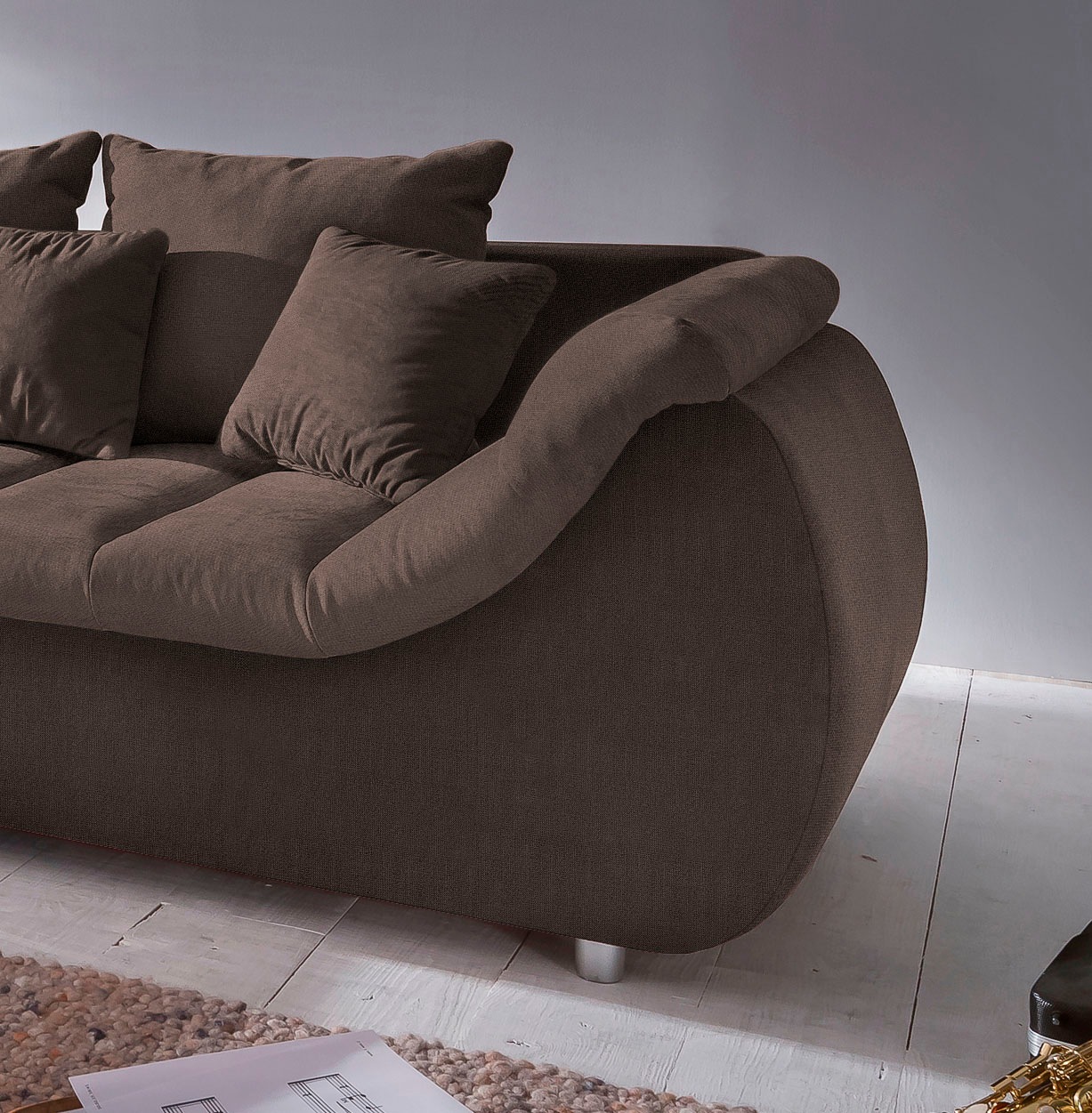 INOSIGN Ecksofa »Imola elegant und bequem, aktuelle Steppung im Sitz, L-Form«, wahlweise mit Bettfunktion