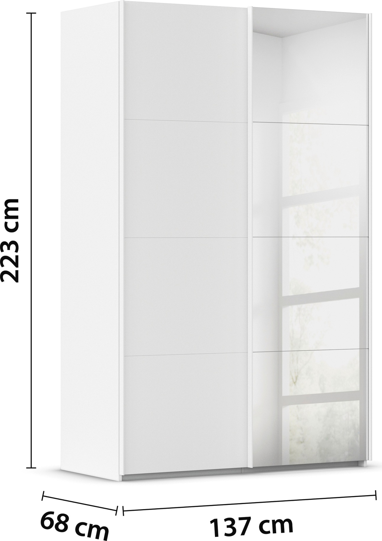 rauch Schwebetürenschrank »Kleiderschrank Schrank Garderobe Schlafzimmerschrank EVELYN« in elegantem Stil mit Spiegel 5 Breiten viel Stauraum MADE IN GERMANY