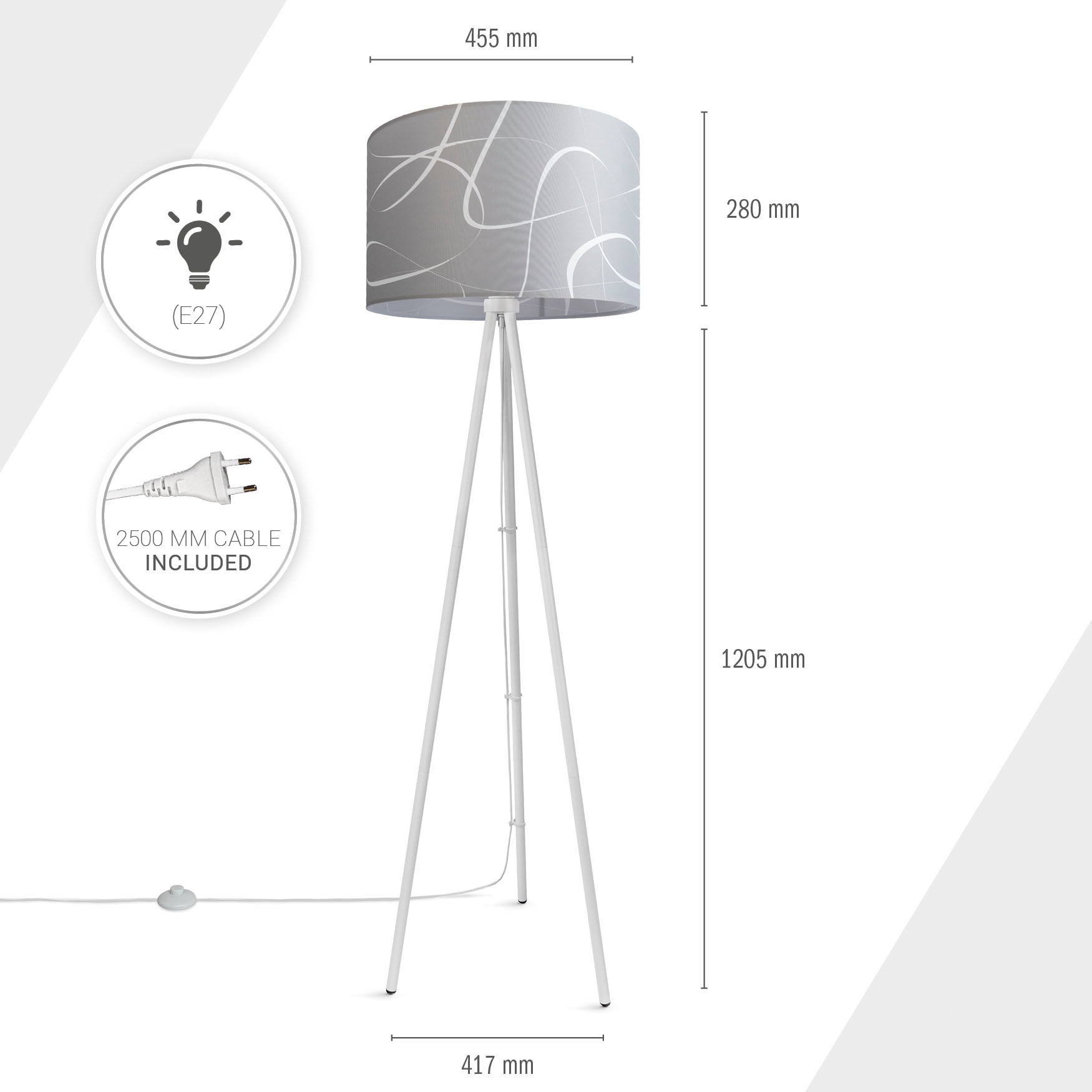 Paco Home Stehlampe »Trina Tribal«, Leuchtmittel E27 | ohne Leuchtmittel, Stehlampe Dreibein Mit Lampenschirm Stoff Stativ Modern Vintage Uni