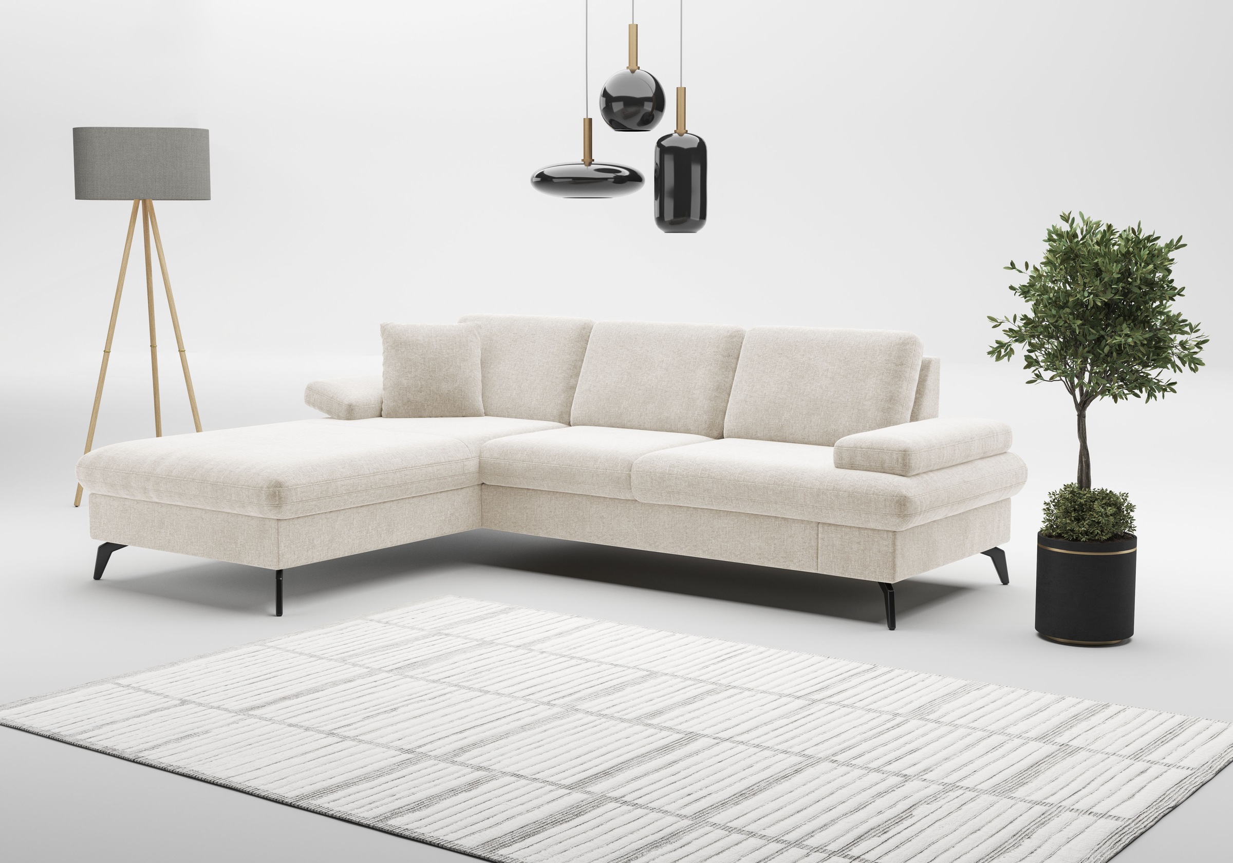 sit&more Ecksofa »Morris Jubi L-Form, B: 247 cm«, mit Armteilfunktion & 1 Zierkissen, optional Bettfunktion