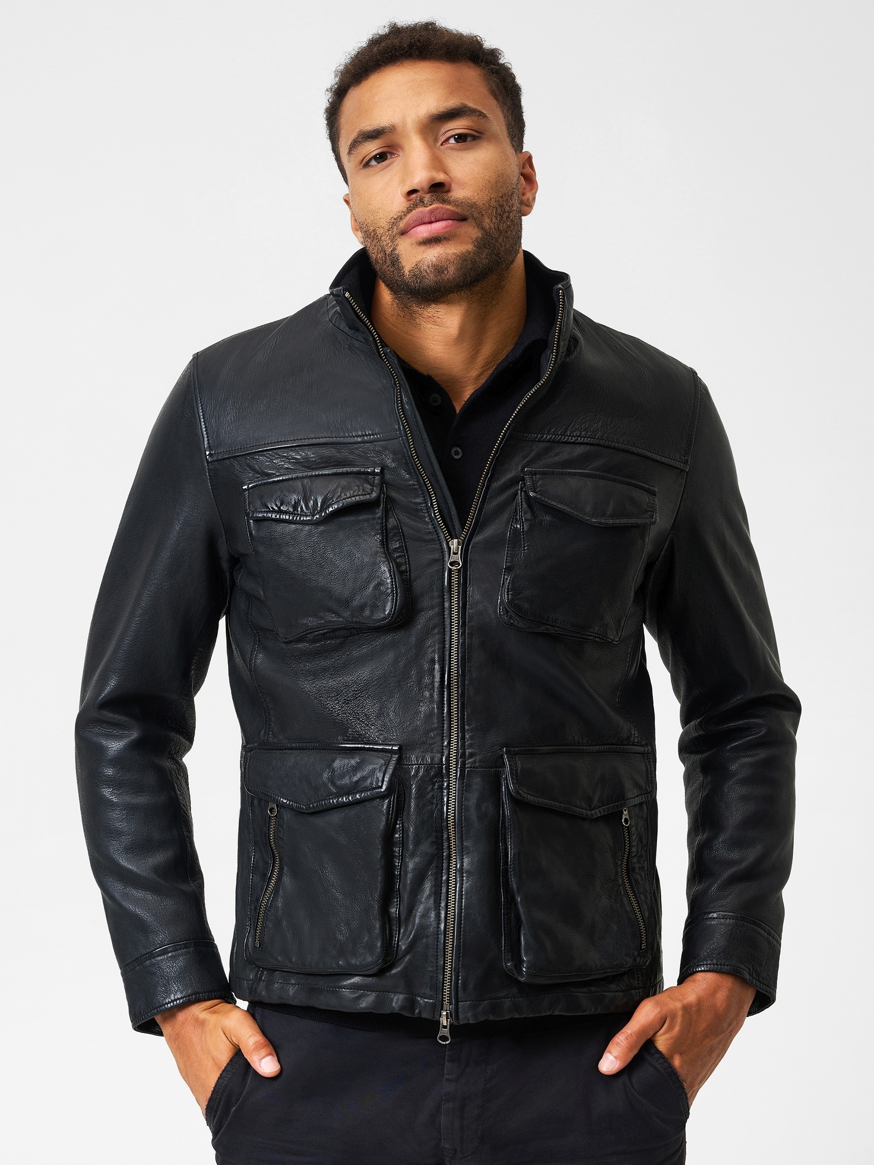 RICANO Cargojacke »Lederjacke Stefano« ohne Kapuze Handgefertigt aus echtem Leder