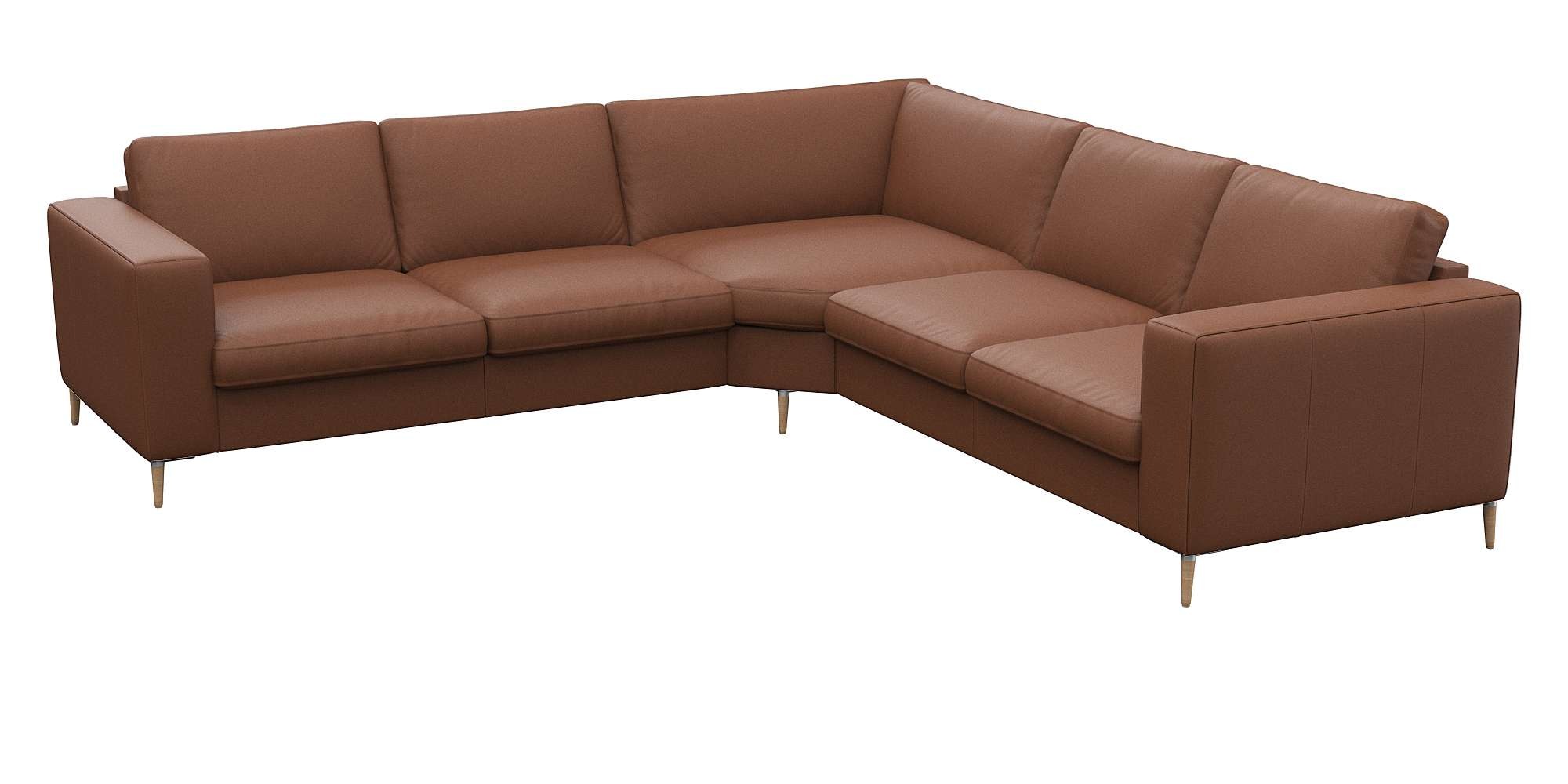 FLEXLUX Ecksofa »Fiore, gleichschenklig, super Sitzkomfort durch Kaltschaum im Sitz«, breite Armlehnen, Füße Alu+ Eiche, L-Form