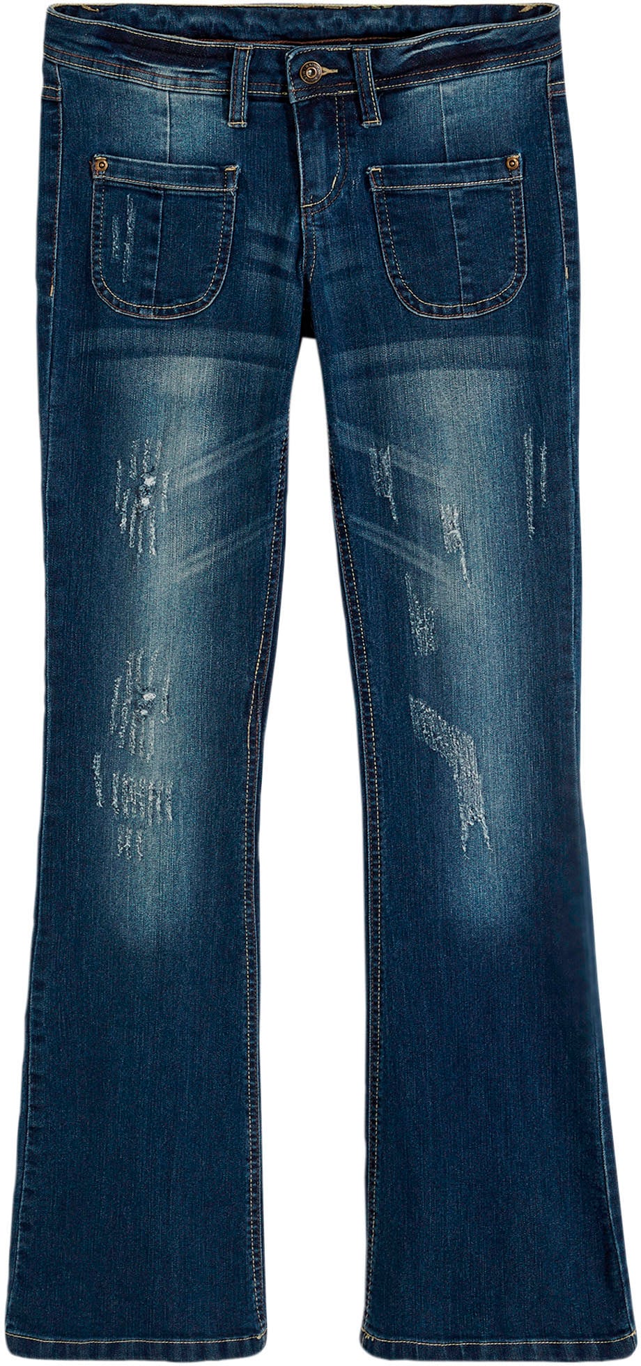 bonprix Schlagjeans Regular Fit, mit Elasthan-Anteil, auffällige Waschung