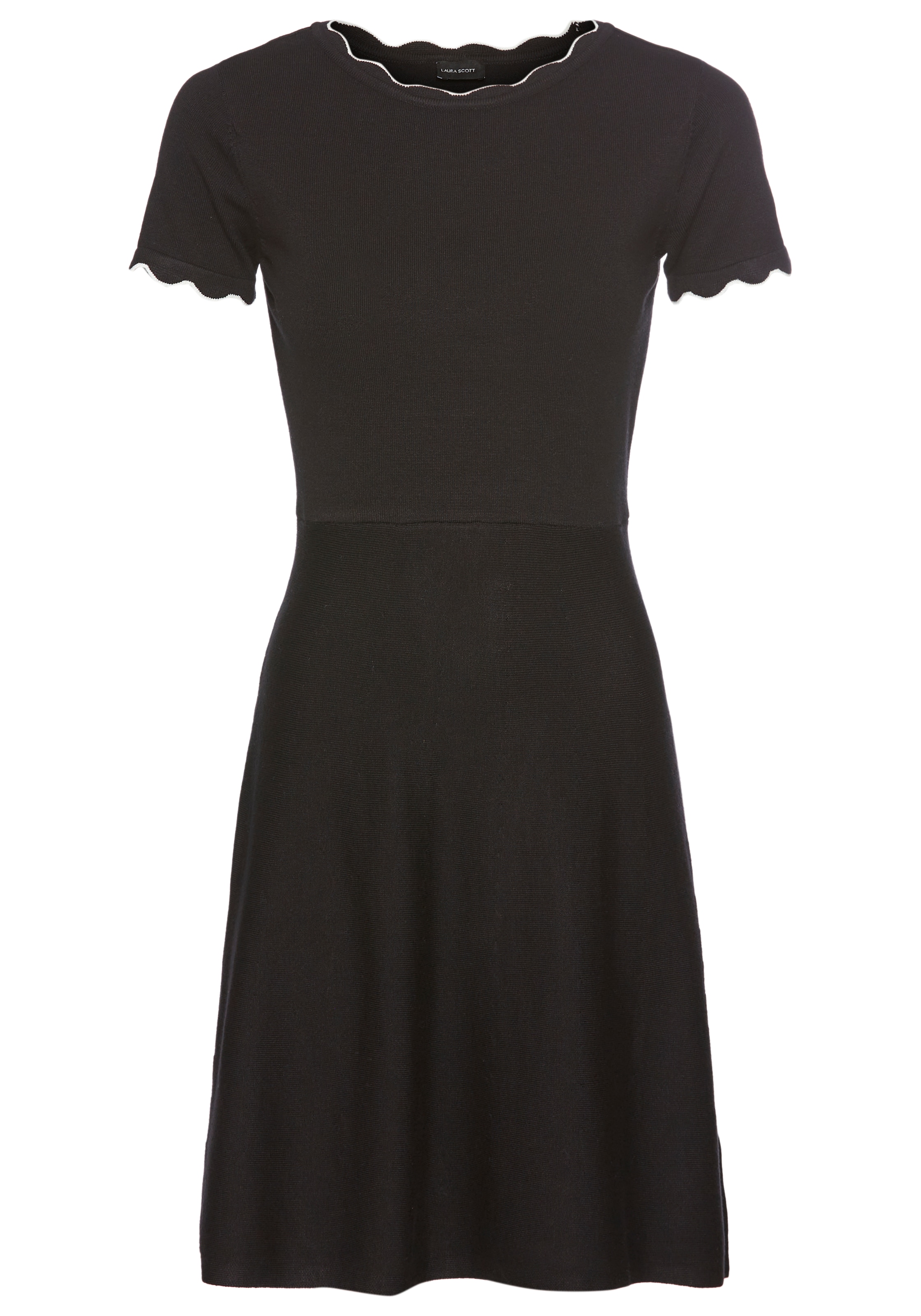 Laura Scott Strickkleid, mit Kontrastkante und Kurzarm