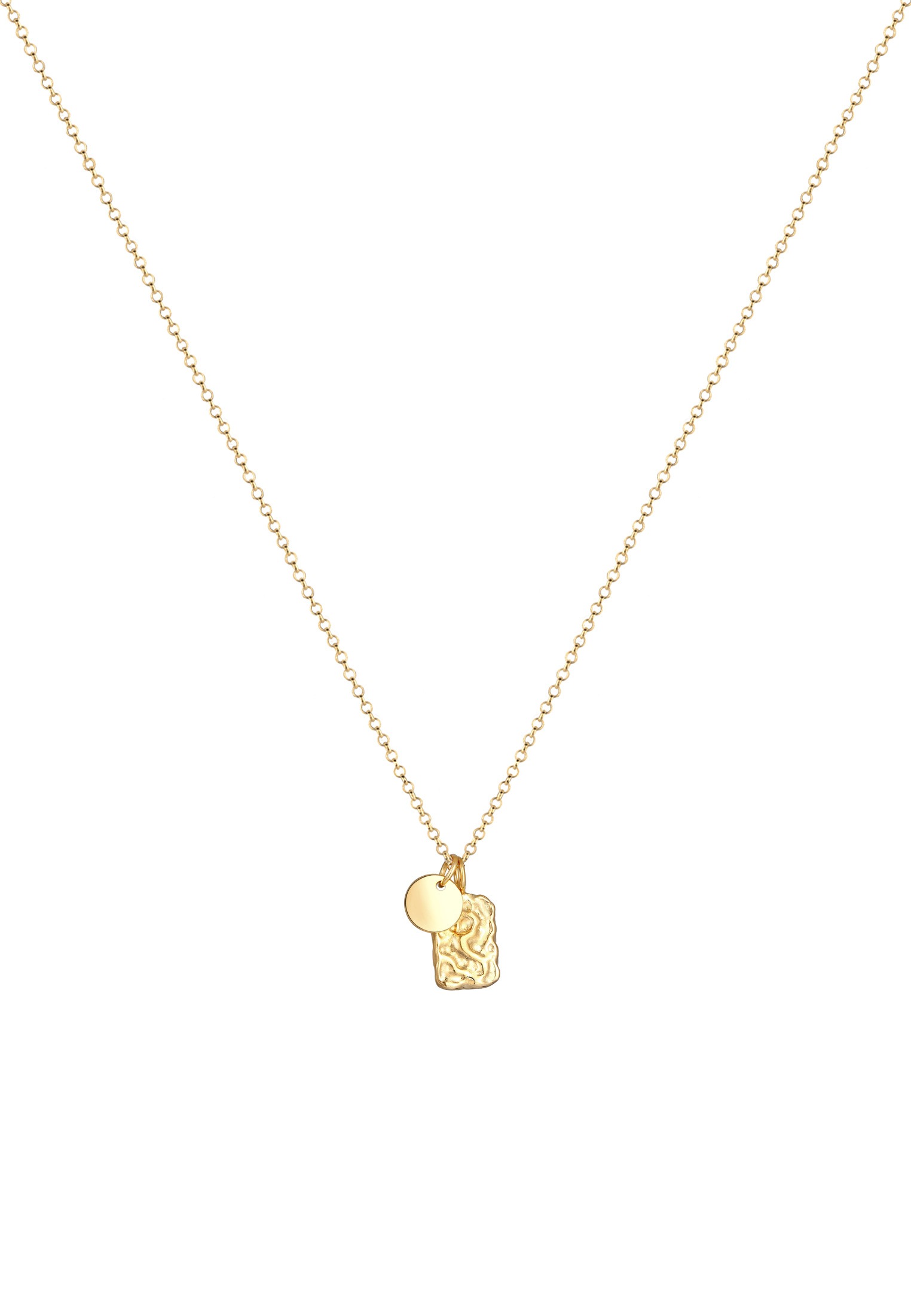 Elli Kette mit Anhänger »Halskette Plättchen Rechteck Organic Look 925 Silber«