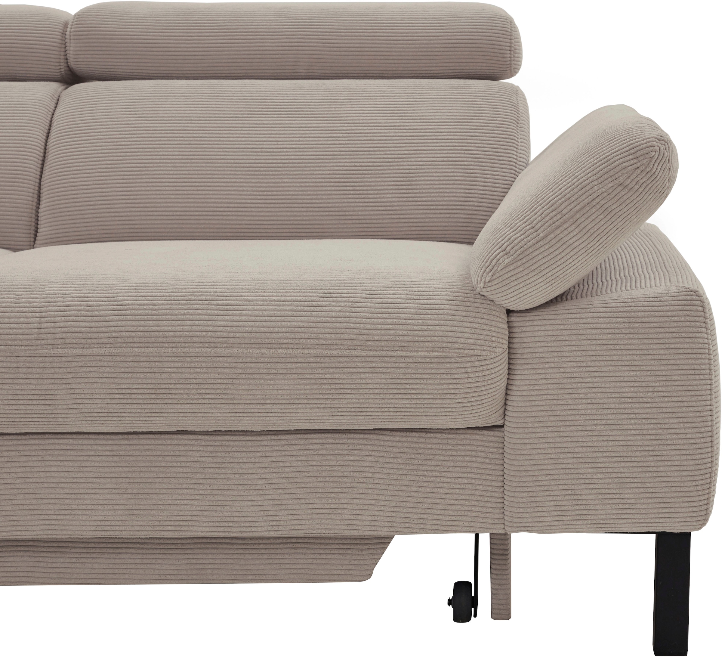 Home affaire Ecksofa »Arnayon mit Querschläfer-Bettfunktion, Schlafsofa, großer Bettkasten« manuelle Kopfteilverstellung, Tonnentaschen-Federkern, Feincord L-Form