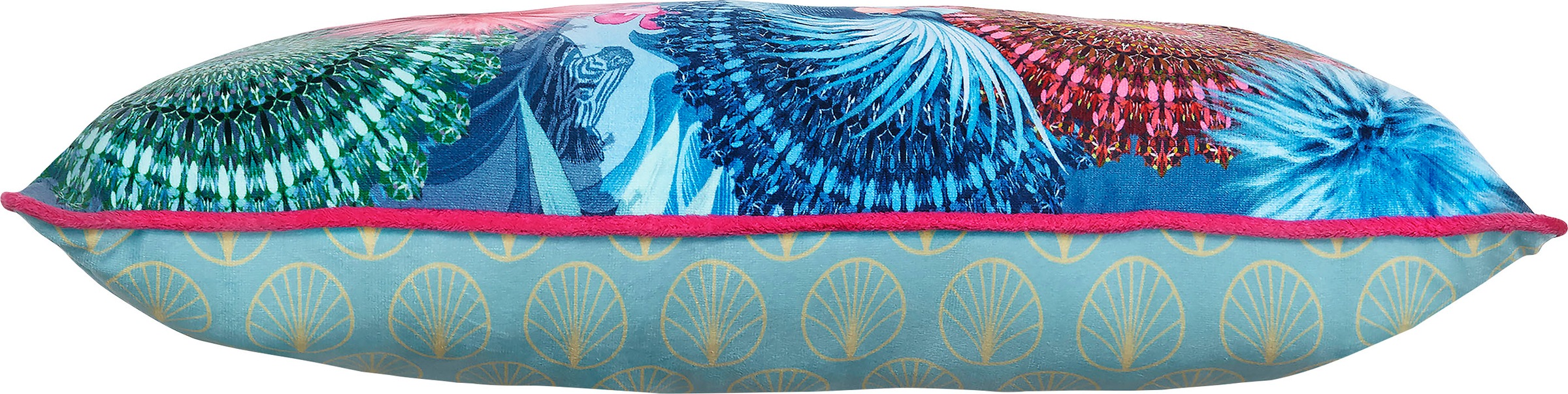 hip Dekokissen »Ofelia«, Mit Füllung, 1 Stück, Biese, 30x60, Wendeoptik, Weich, Papagei, Blau