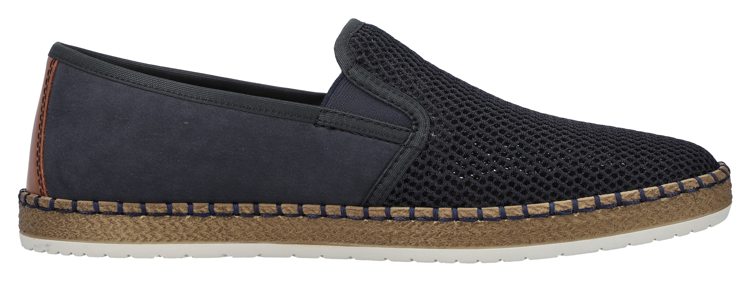 Rieker Slipper, mit modischer Laufsohle in Bast-Optik