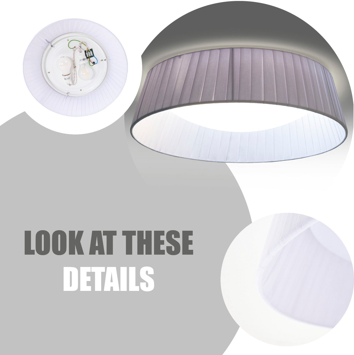 Paco Home Deckenleuchte »TARTE« E27 Rund Büroleuchte 2 x E27 Textilschirm Modern Geschlossen Unifarben