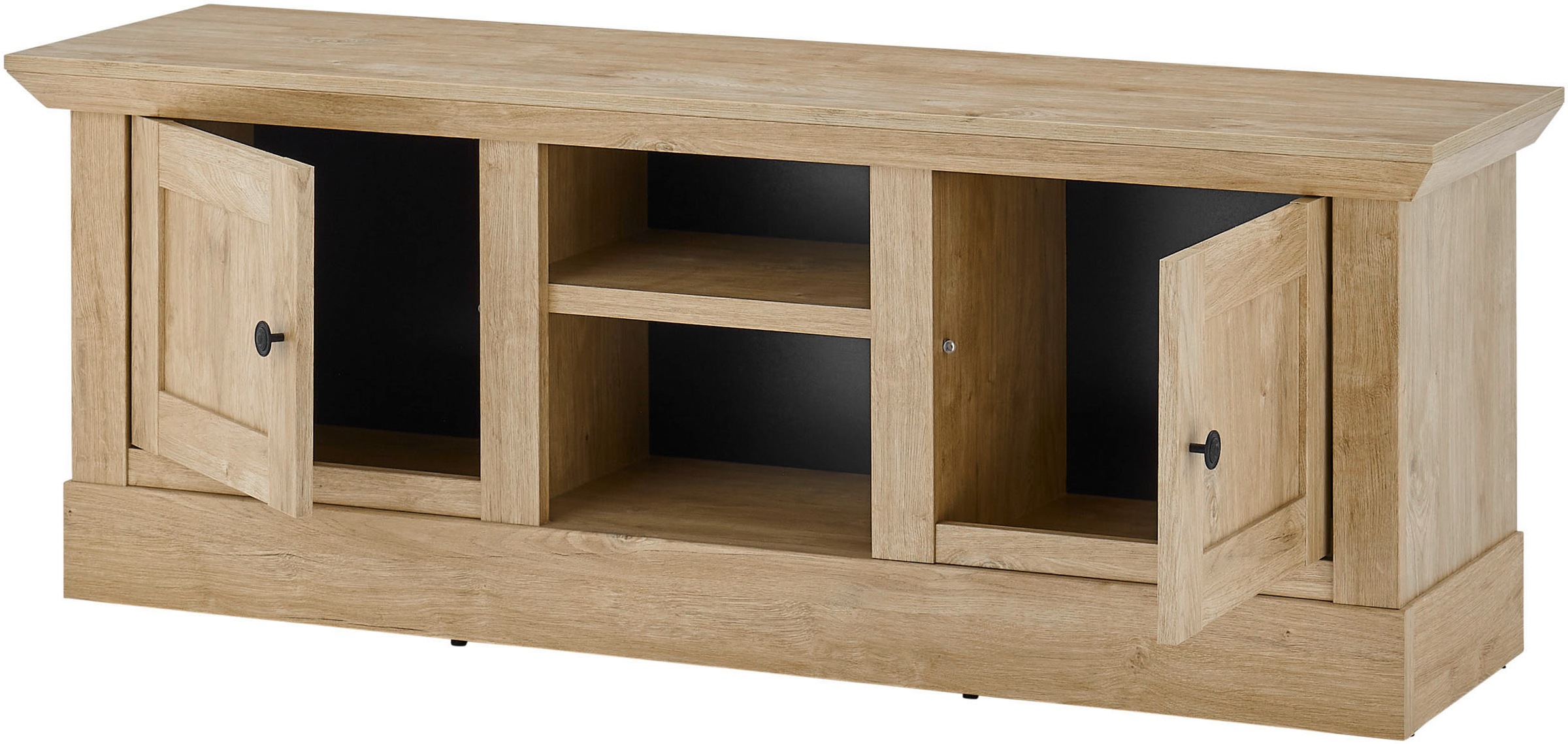 Home affaire Lowboard »Cornwall, Unterschrank im Landhausstil, Kommode, Eiche Dekor« 1 Stk. tlg. verschnörkelte Metallgriffe, offene Fächer und Türen, 152 cm breit