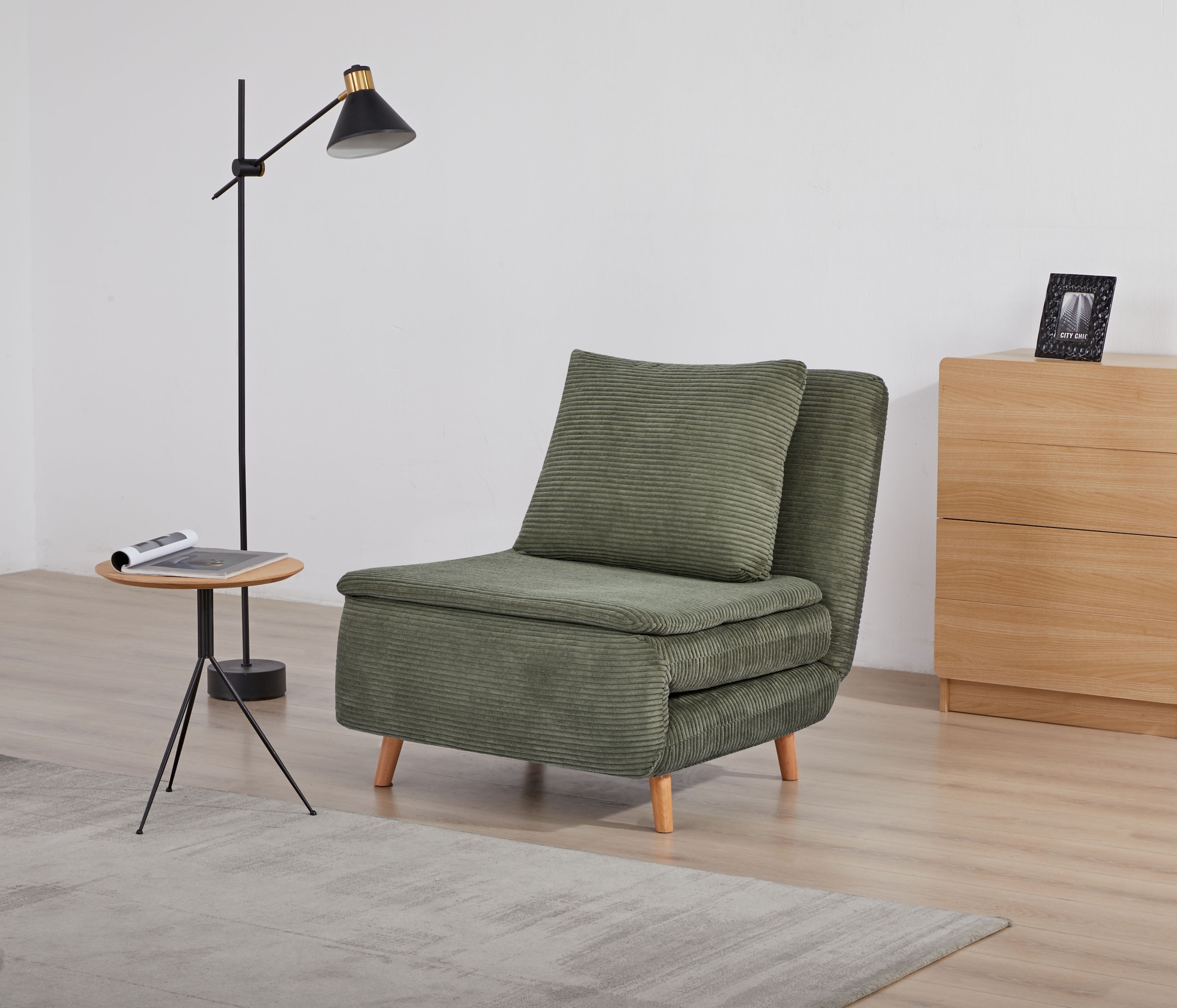 OTTO home Sessel »AINSLEY  - OTTO. Verlässliche Qualität.« wandelbar zum Gästebett, Schlafliege, Webstoff u. Cord-Bezug