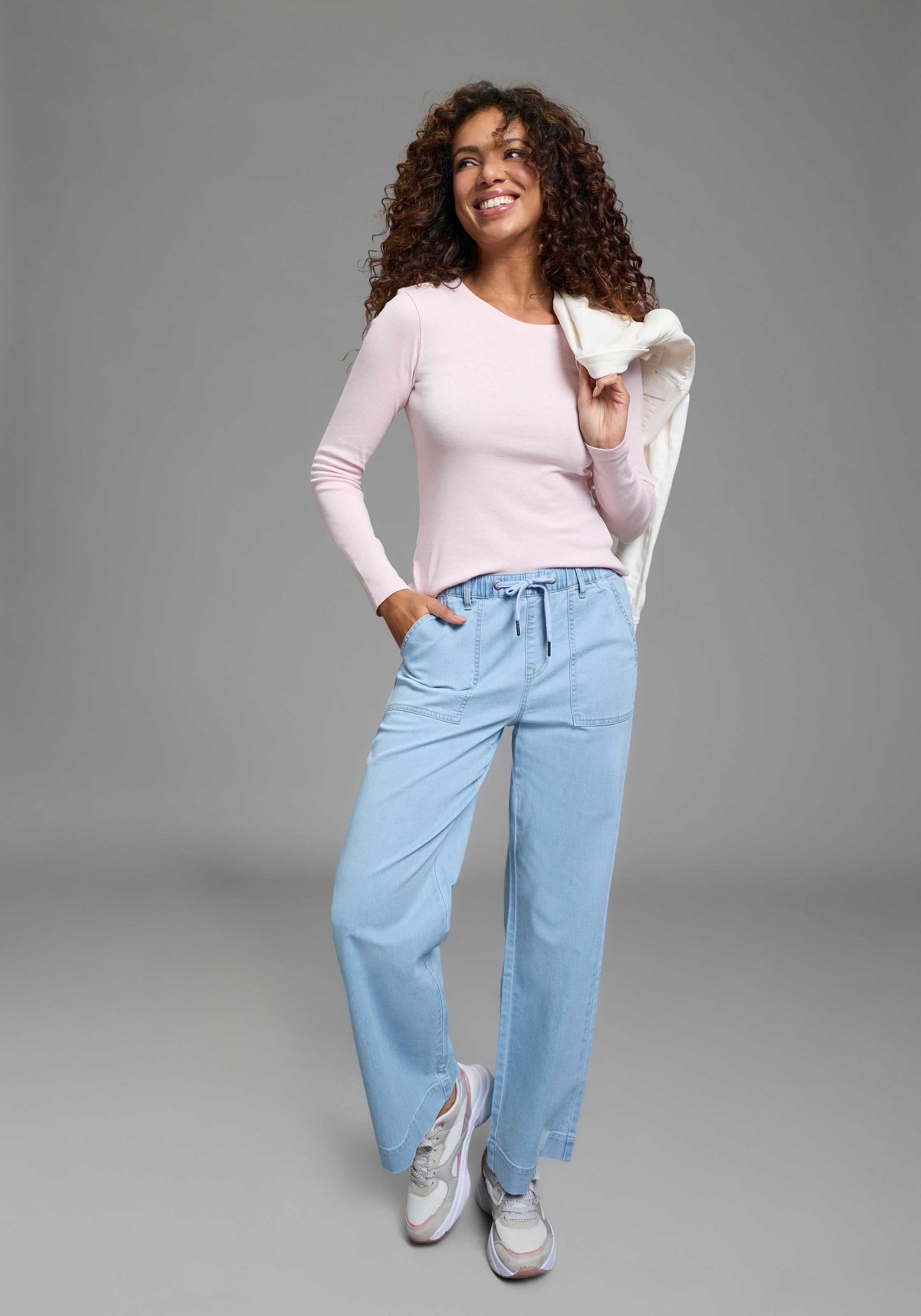 KangaROOS Weite Jeans weite Beinweite, normale Leibhöhe, knöchellanger Schnitt