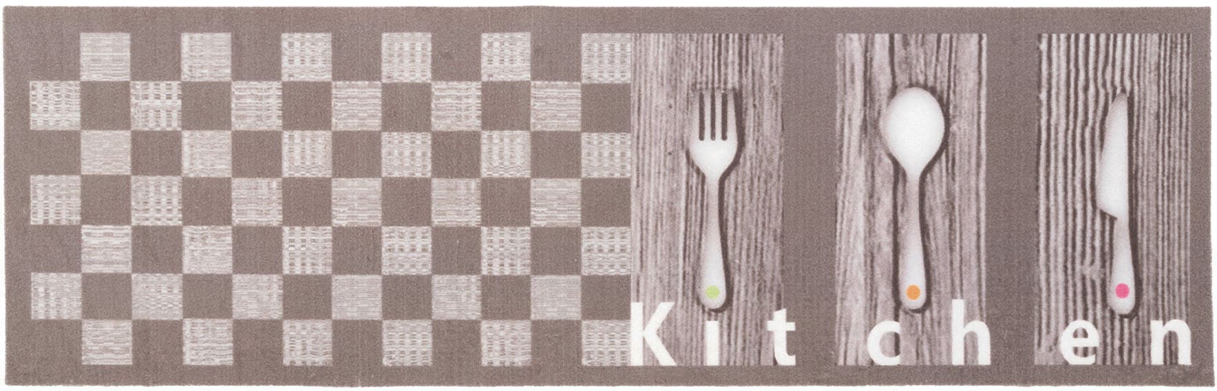 & Primaflor-Ideen rutschhemmend, in Motiv Küchenläufer Textil Küche Schriftzug mit rechteckig, Besteck, waschbar, »KITCHEN«,