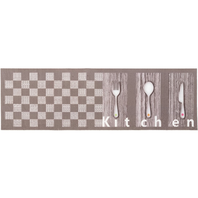 Primaflor-Ideen in Textil Küchenläufer »KITCHEN«, rechteckig, mit Schriftzug  & Motiv Besteck, rutschhemmend, waschbar, Küche