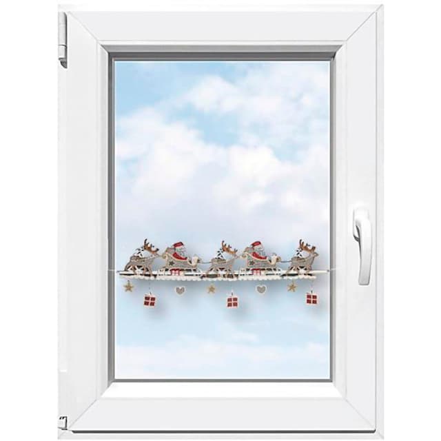 Stickereien Plauen Scheibengardine »Weihnachtsmann«, (1 St.),  Fensterdekoration \