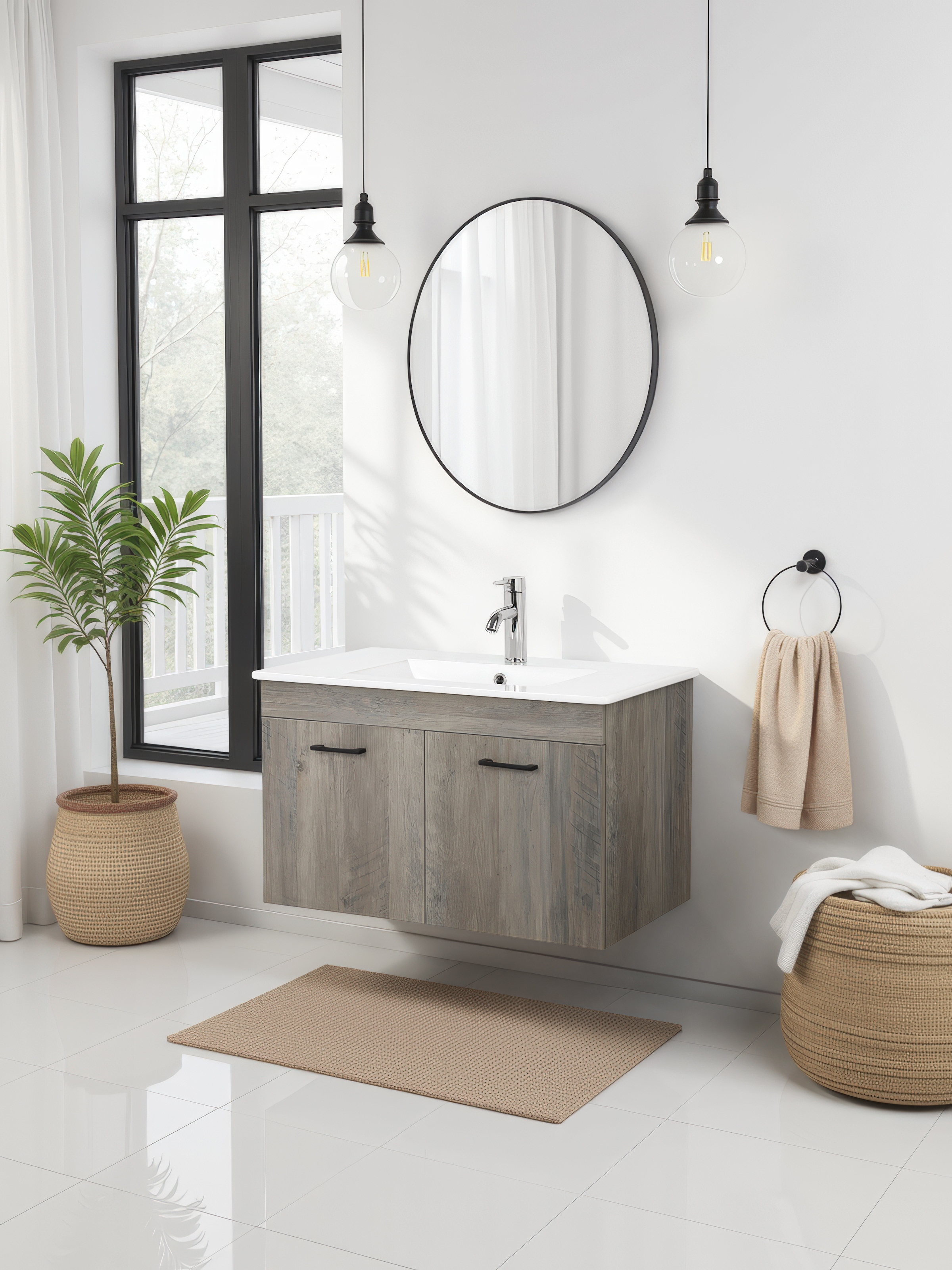 welltime Waschtisch »Florenz, Breite 60cm, 2 Tür, 2 Fächer, MDF-Front«, Waschplatz mit 2 Türen,in verschiedenen Farben erhältlich, Badmöbel