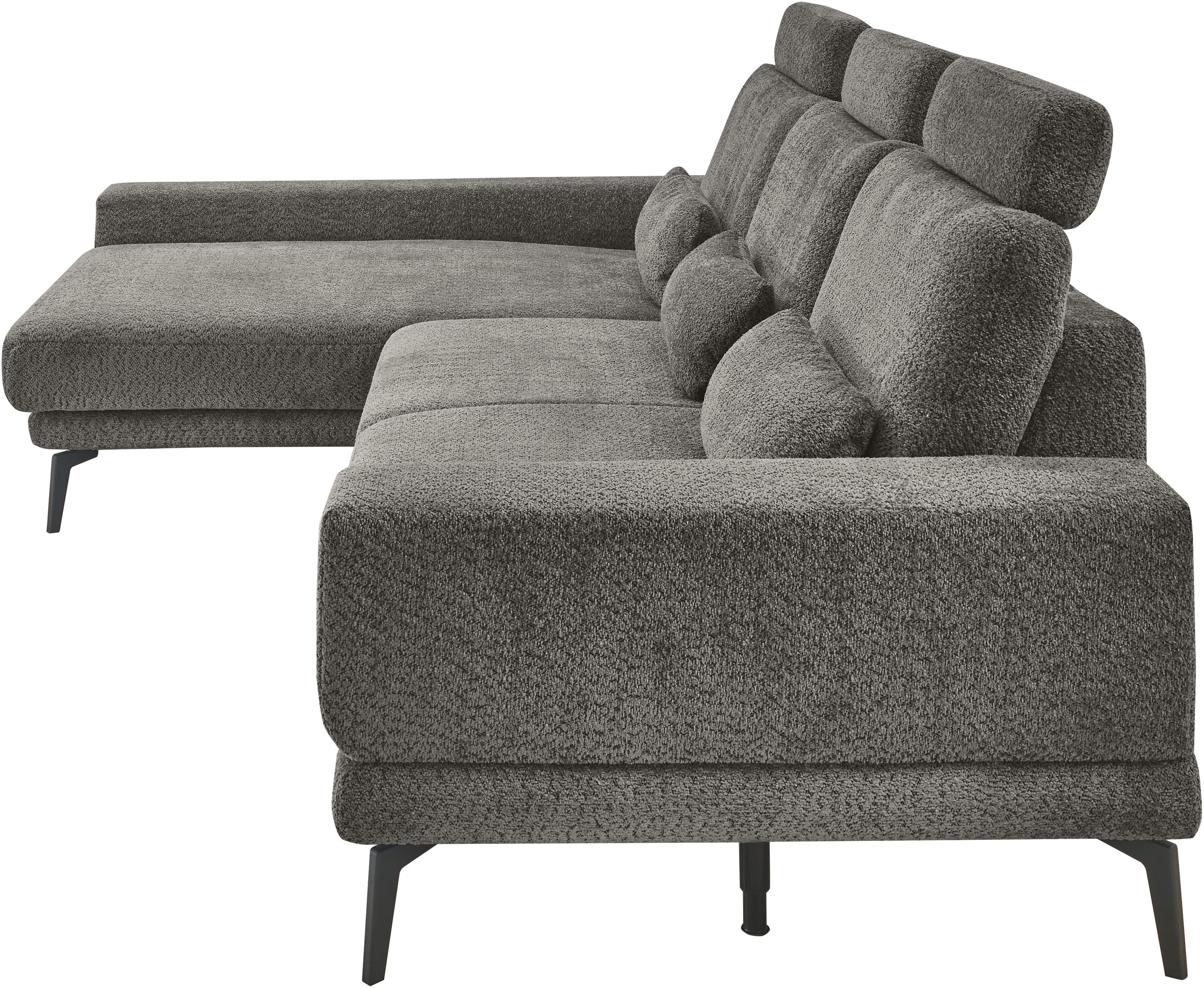 set one by Musterring Ecksofa »SO 3600, inkl motor. Sitztiefenverstellung, Kopfstützen, Nierenkissen«, Sitzhöhe 44 cm, Kaltschaum, Breite 293 x Tiefe 180 cm, Kama anthrazit