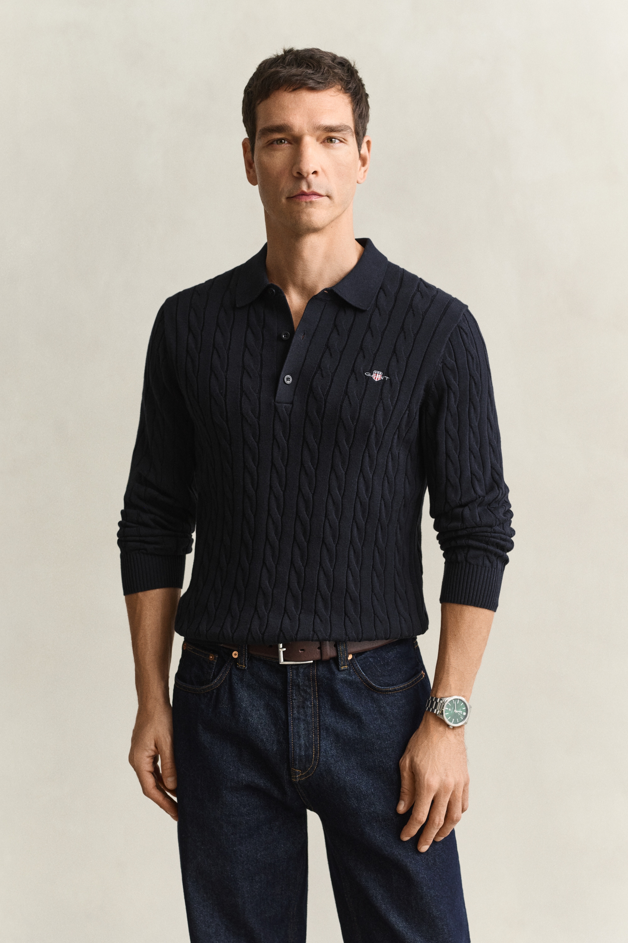 Gant Polokragenpullover »COTTON CABLE POLO« Regular fit mit Polokragen